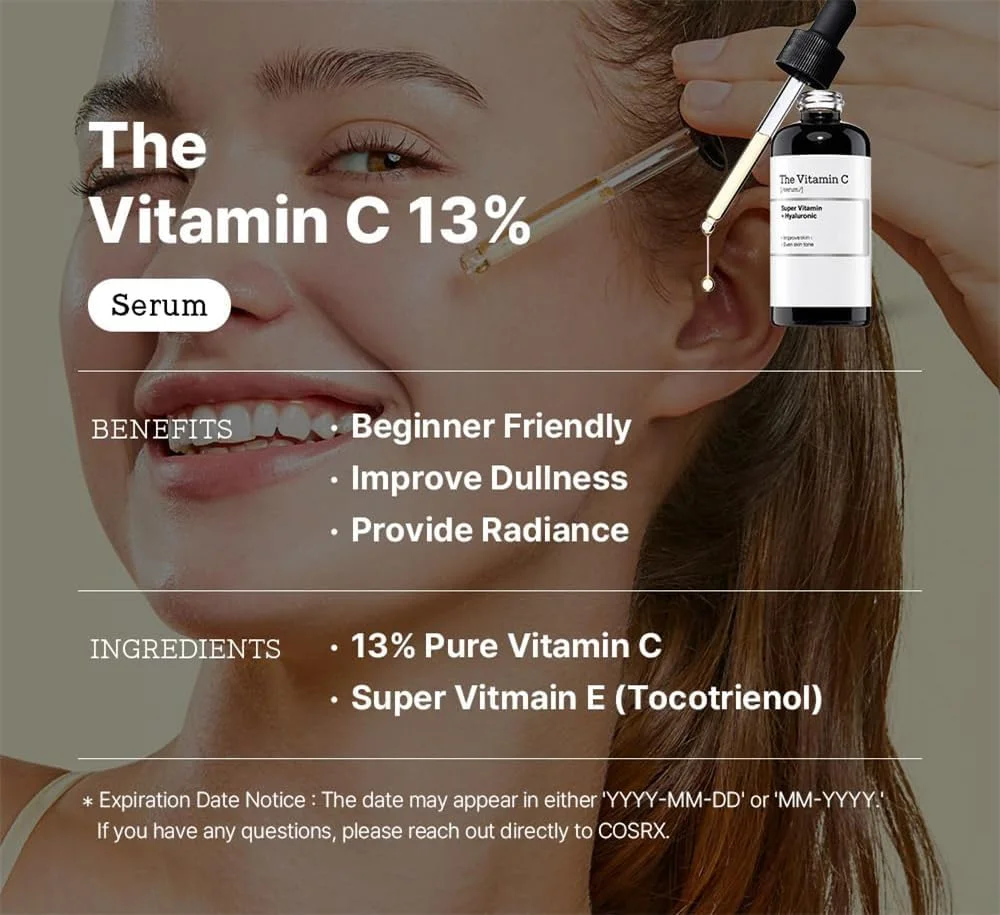 سرم ویتامین C خالص 13% آزونه با ویتامین E و اسید هیالورونیک، سرم روشن کننده و آبرسان صورت برای پوست کدر و خطوط ریز، 20 میلی لیتر، مراقبت از پوست کره ای