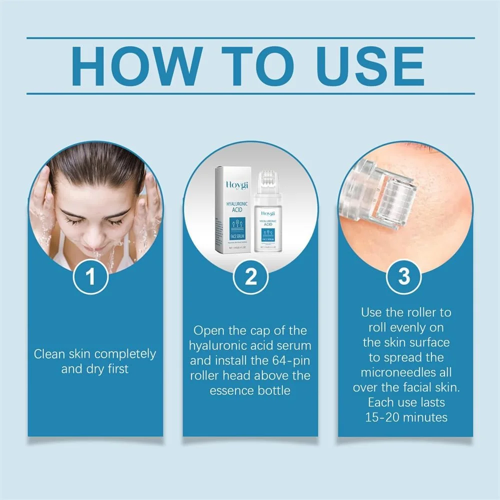 سرم هیالورونیک اسید میکرونیدلینگ، سیستم میکرو-تزریق برای آبرسانی و درمان ضد چروک صورت، صاف کننده پوست و بهبود بافت