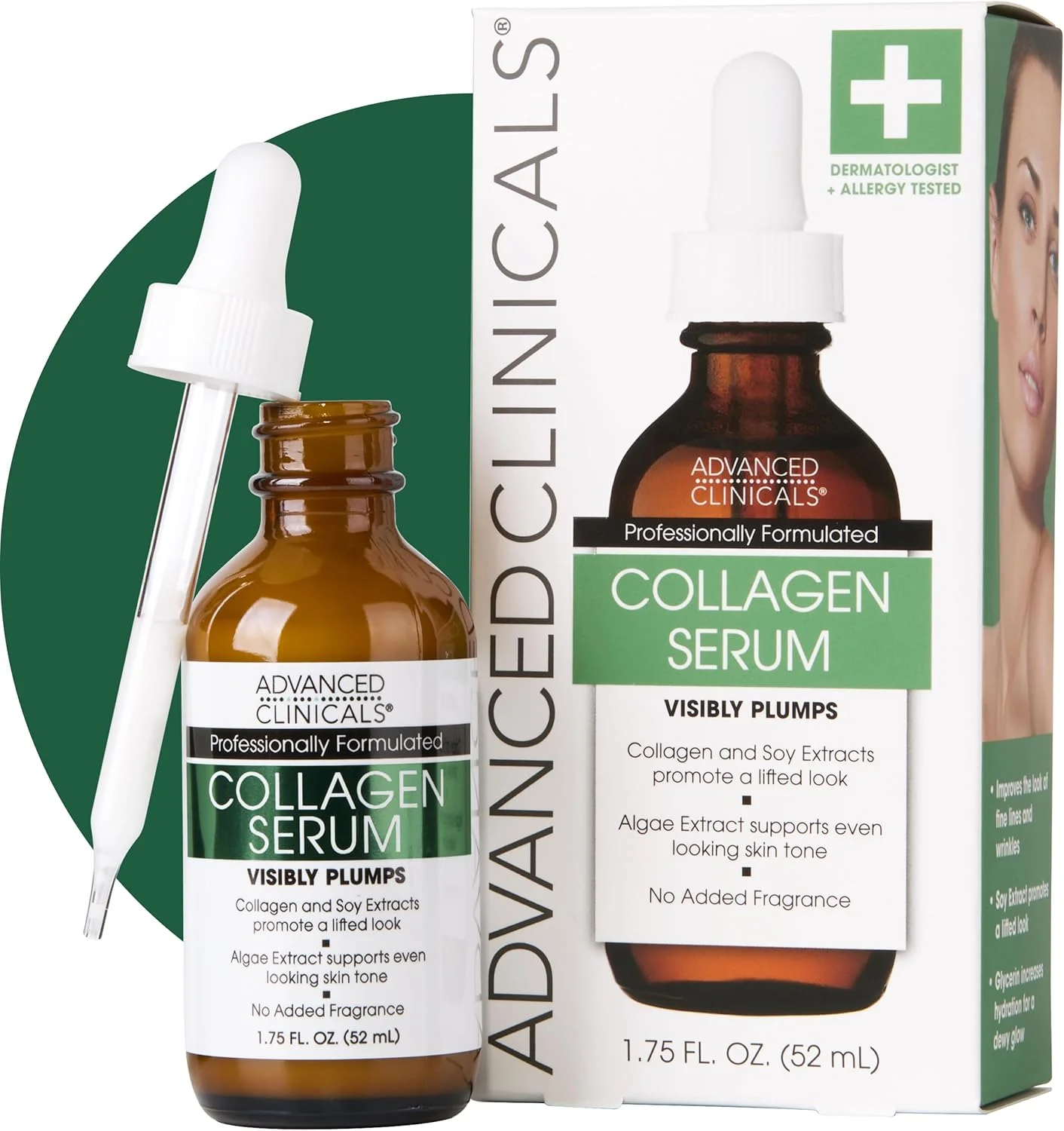 سرم صورت کلاژن ضد پیری ادونسد کلینیکالز برای سفت کردن، روشن کردن و آبرسانی پوست، 52 میلی لیتر