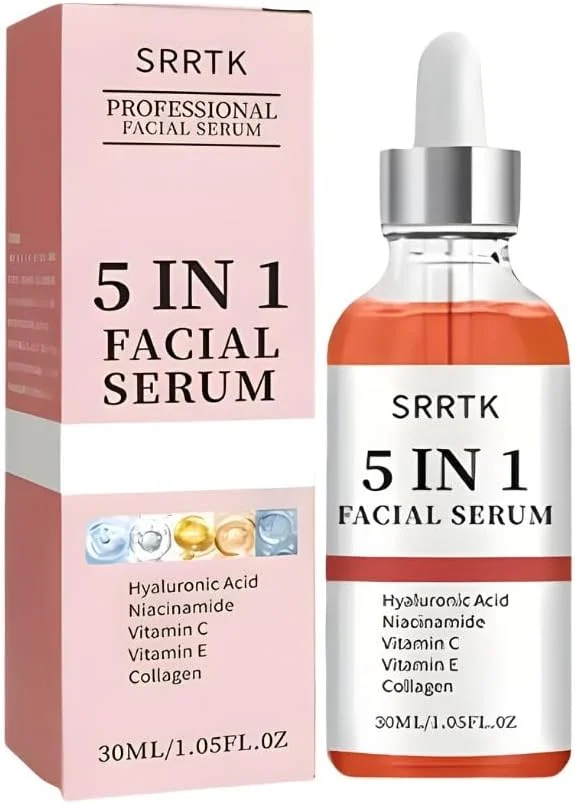 سرم صورت 5 در 1 پریمبلی حاوی هیالورونیک اسید، کلاژن، نیاسینامید و ویتامین C | (30 میلی لیتر) - کوچک کننده منافذ، روشن کننده و سرم فوق آبرسان برای زنان و مردان | مرطوب کننده روزانه، ضد پیری، غیر تحریک کننده برای انواع پوست