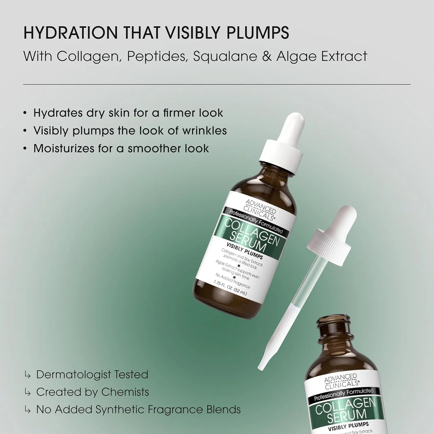سرم صورت کلاژن ضد پیری ادونسد کلینیکالز برای سفت کردن، روشن کردن و آبرسانی پوست، 52 میلی لیتر