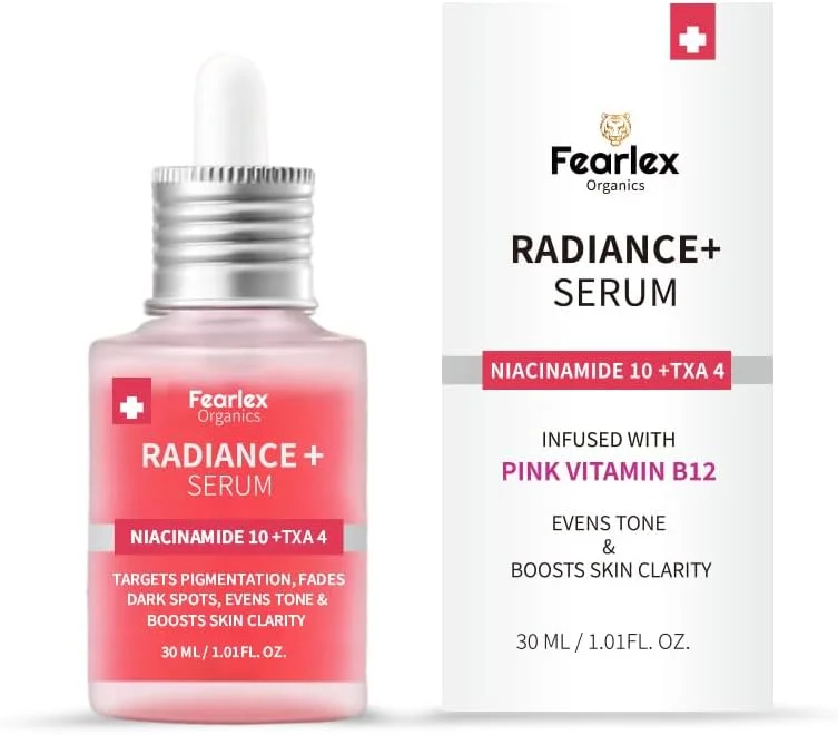 سرم پیشرفته روشن کننده پوست با نیاسینامید 10٪ + ترانگزامیک اسید 4٪، هیالورونیک اسید و ویتامین B12 | سرم صورت برای پوستی شفاف و درخشان با پوستی طبیعی