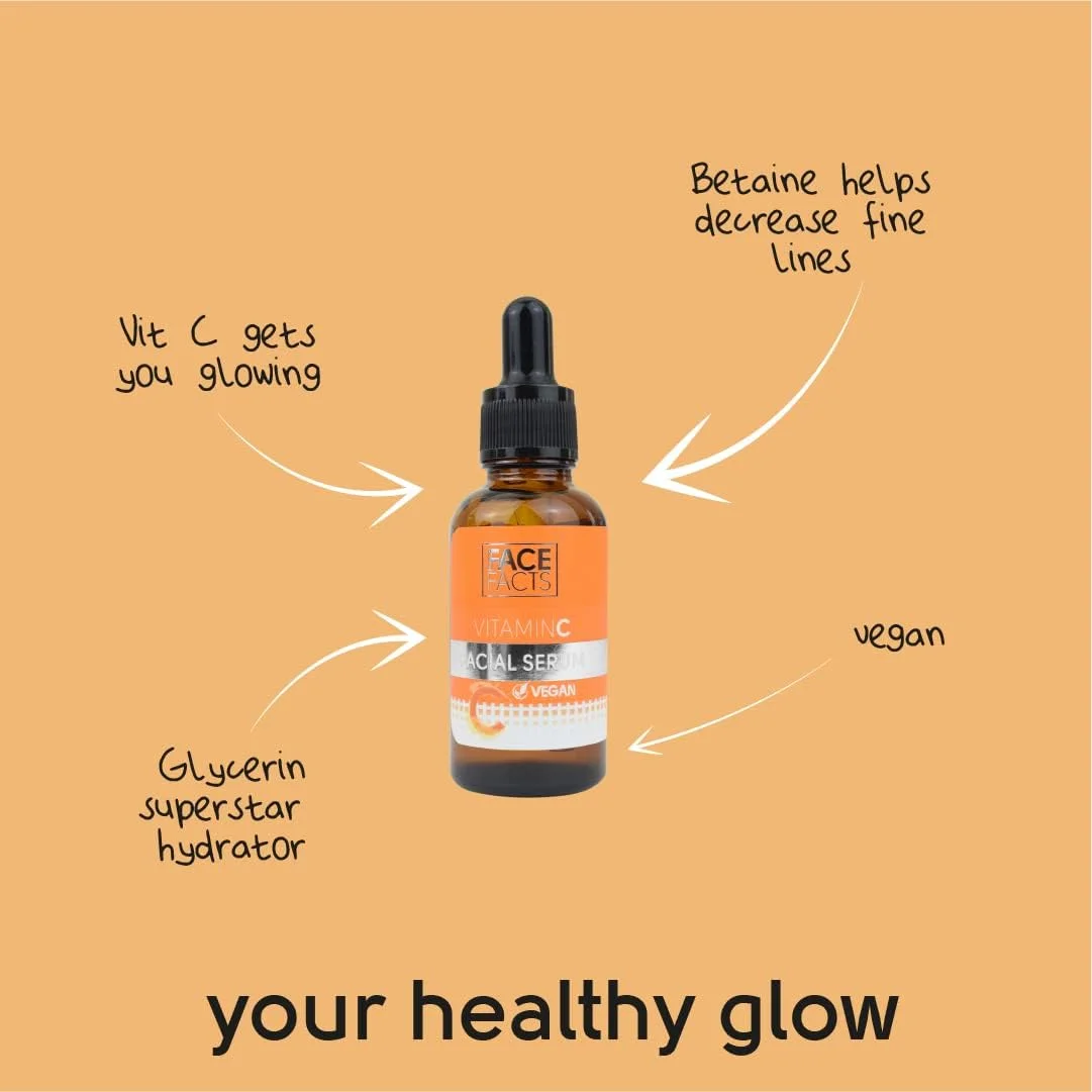 سرم صورت ویتامین C فیس فکتس | روشن کننده + آبرسان | 30 میلی لیتر