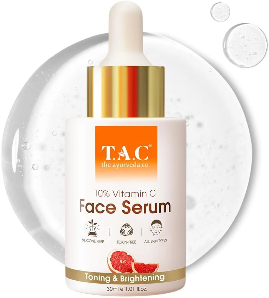 سرم صورت ویتامین C ۱۰٪ The Ayurveda Co. با ۲٪ اسید هیالورونیک برای روشن شدن، یکدست شدن و درخشش پوست | سرم ویتامین C بسیار موثر برای آقایان و بانوان - ۳۰ میلی لیتر
