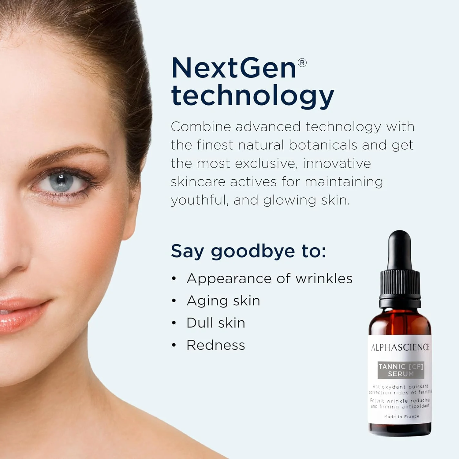 سرم ضد چروک و روشن کننده پوست آلفا ساینس مدل Tannic [CF] حجم 30 میل - سرم آنتی اکسیدان حاوی ویتامین C پایدار - سرم ضد پیری صورت - اصلاح کننده قرمزی پوست - ساخت فرانسه - بدون عطر - بدون مواد نگهدارنده