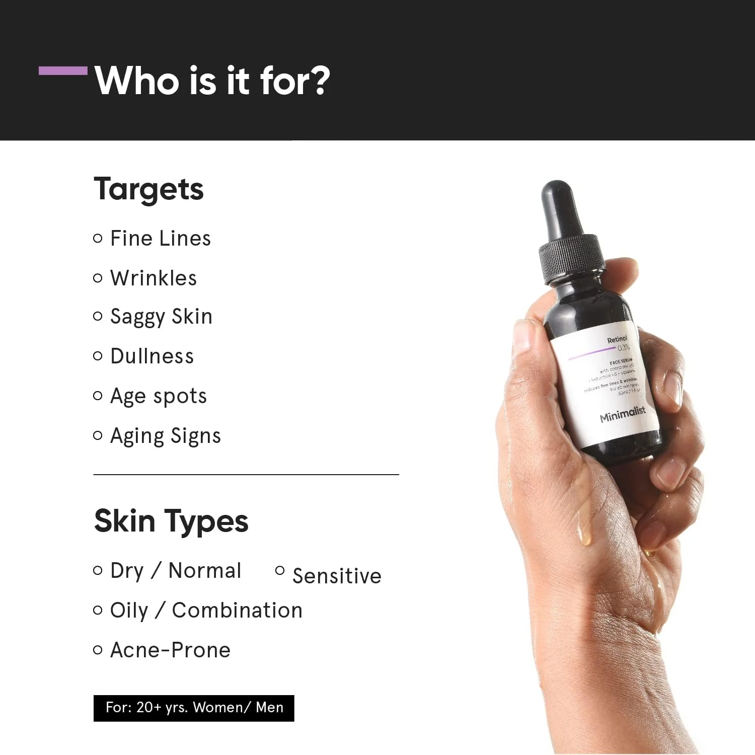 سرم صورت مینیمالیست حاوی 0.3% رتینول سرم صورت مینیمالیست حاوی 0.3% رتینول