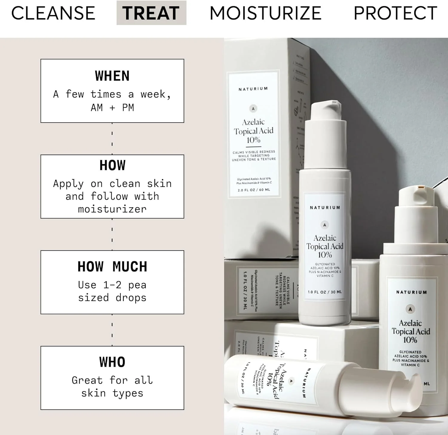 سرم اسید آزلائیک 10% ناتوریوم، به همراه نیاسینامید و ویتامین C، درمان مراقبت از پوست و صورت، از بین برنده لک های تیره، 30 میلی لیتر