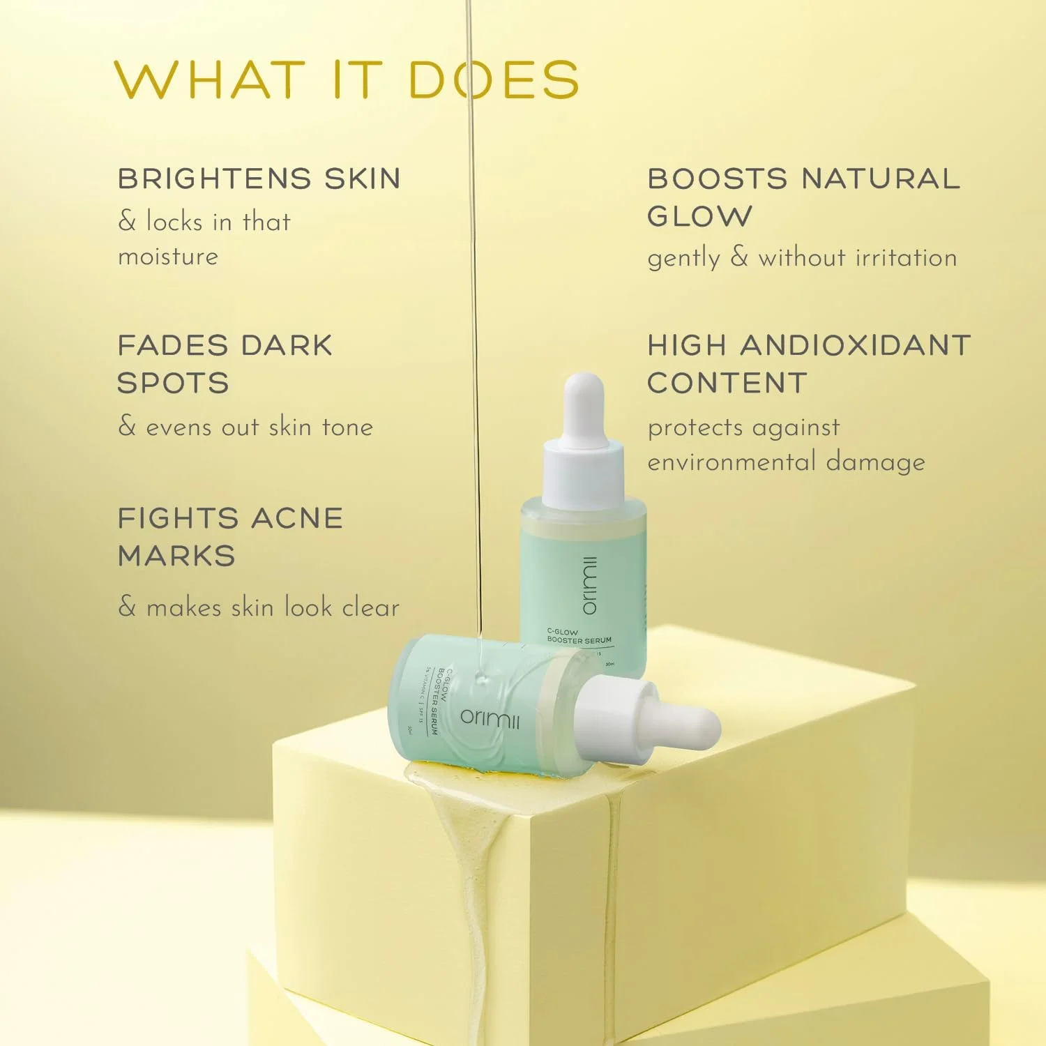 سرم تقویت کننده درخشش اوریمی C-Glow - 3% ویتامین C - SPF 15 - گاردنیا تاهیتی + الدربری - 30 میلی لیتر