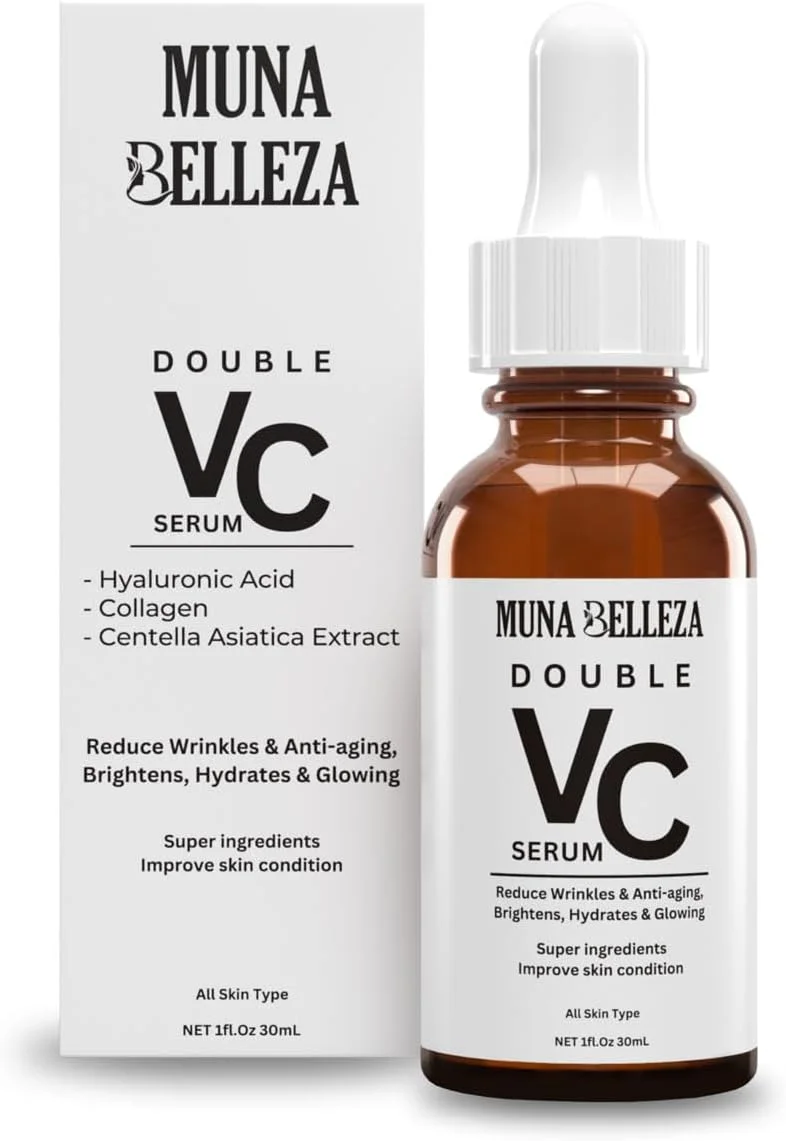 سرم ویتامین C دوگانه برای صورت، حاوی اسید هیالورونیک و کلاژن، ضد پیری، روشن کننده، مرطوب کننده، کاهش دهنده چین و چروک، مناسب برای انواع پوست، آقایان و بانوان، 30 میلی لیتر