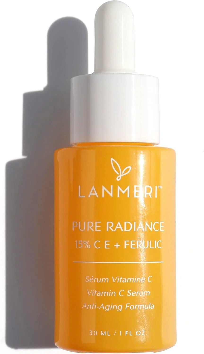 سرم صورت ویتامین C لانمری - سرم صورت CE فرولیک با 15% اسید ال-اسکوربیک خالص، اسید فرولیک، ویتامین E و اسید هیالورونیک - روشن کننده پوست، 30 میلی لیتر