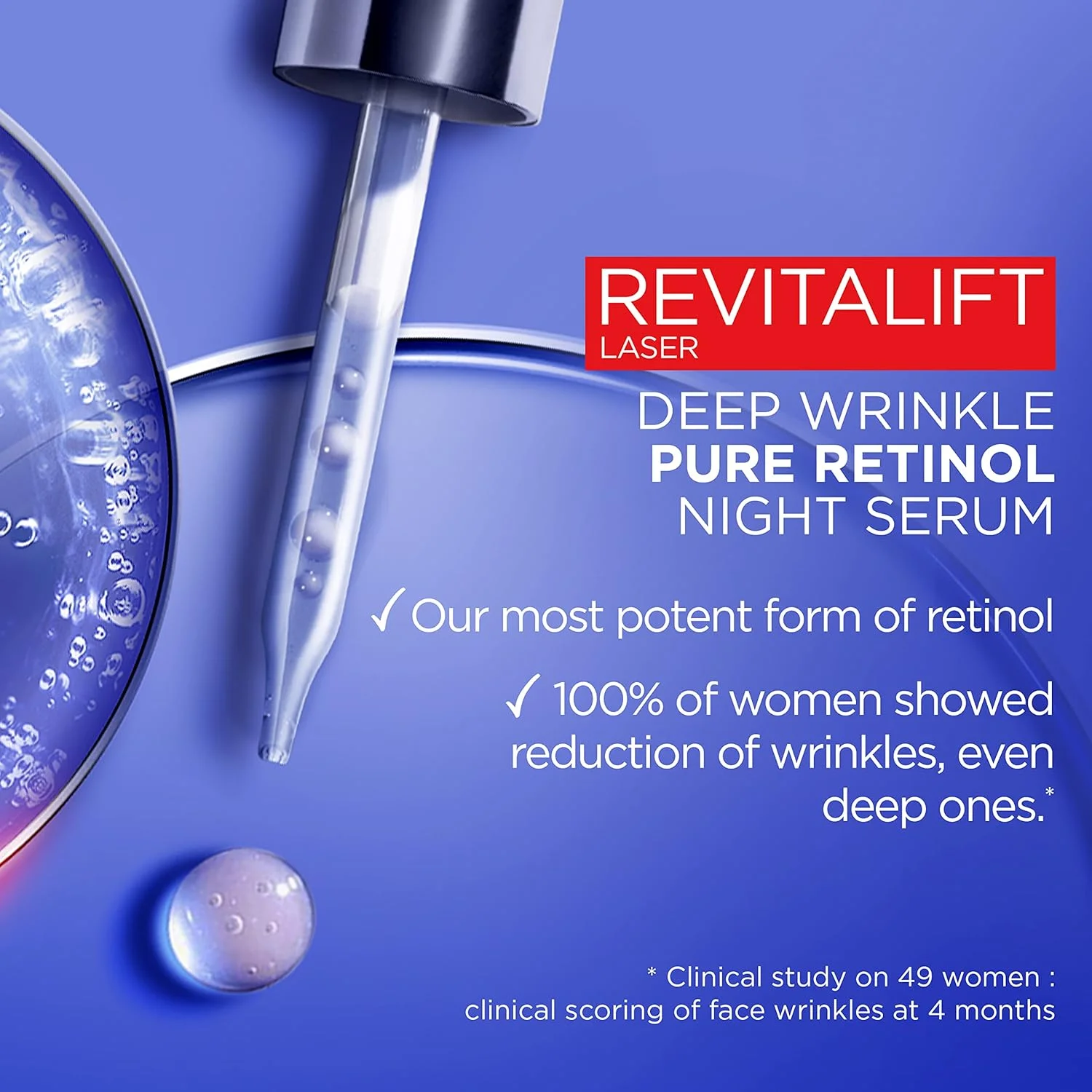 سرم شب رتینول خالص لورآل پاریس، سرم صورت Revitalift Laser، سرم ضد چروک عمیق [30ml]