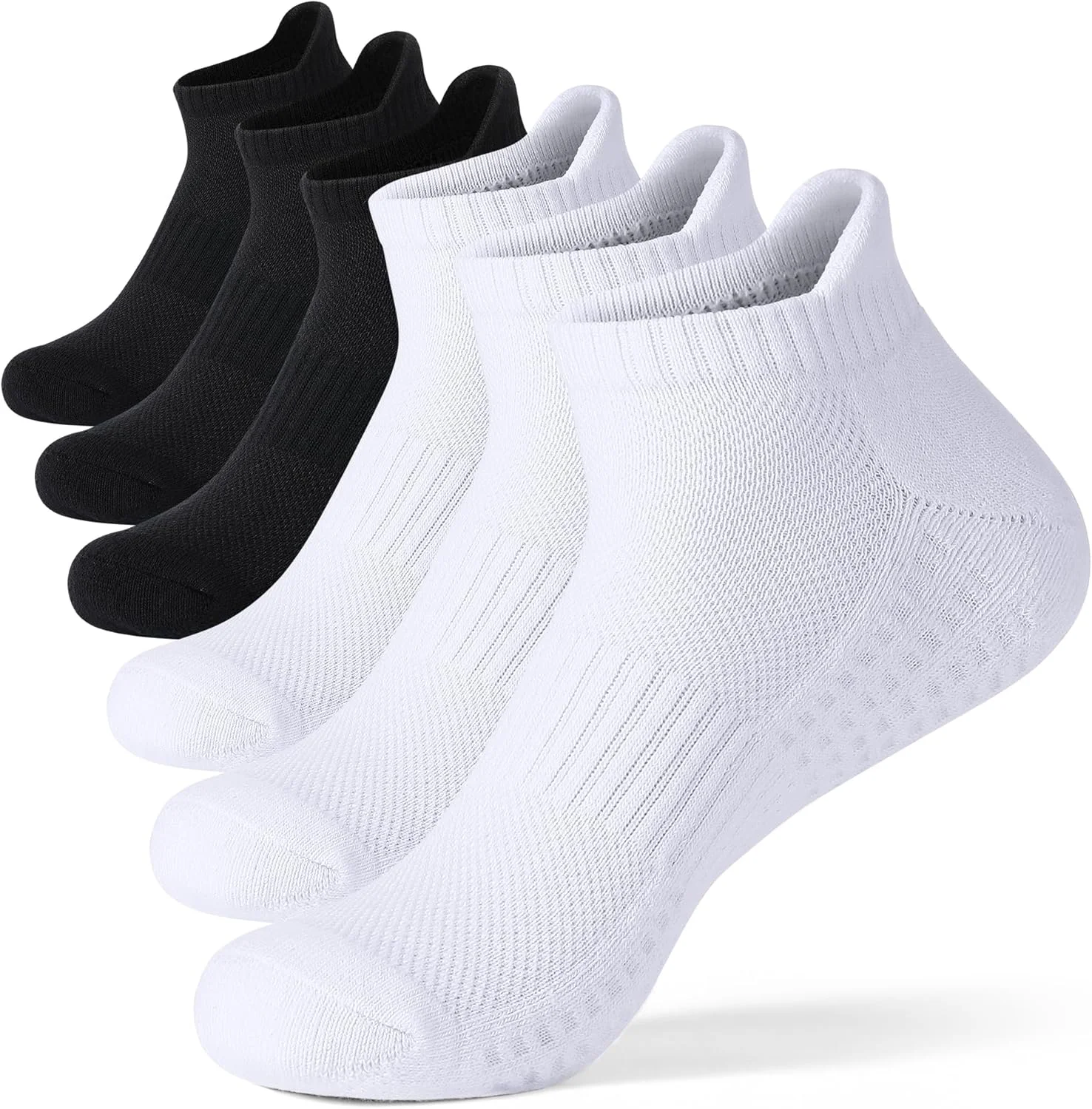 6 جفت جوراب مردانه نخی ورزشی تنفسی بالشتکی - جوراب مچی ورزشی ضد تاول برای حداکثر راحتی و عملکرد