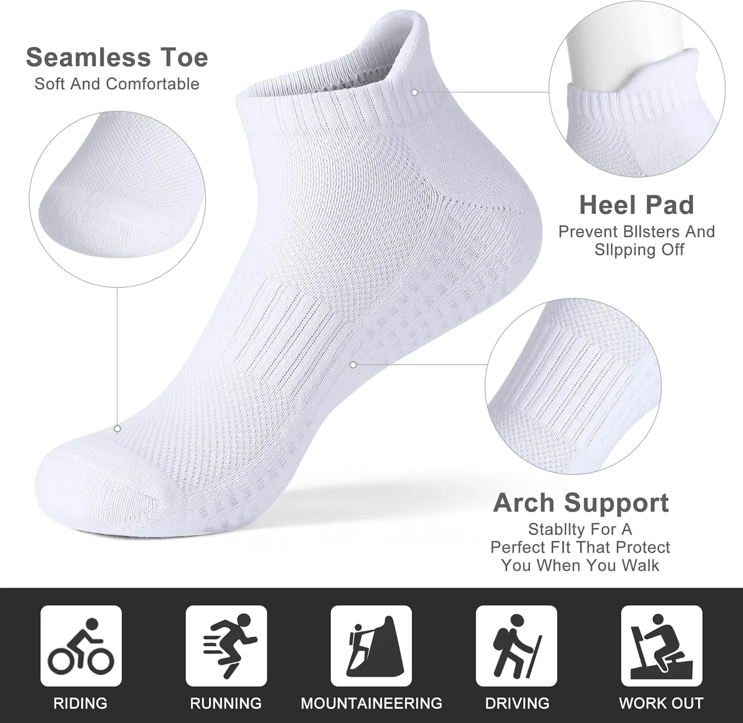 6 جفت جوراب مردانه نخی ورزشی تنفسی بالشتکی - جوراب مچی ورزشی ضد تاول برای حداکثر راحتی و عملکرد 6 جفت جوراب مردانه نخی ورزشی تنفسی بالشتکی - جوراب مچی ورزشی ضد تاول برای حداکثر راحتی و عملکرد