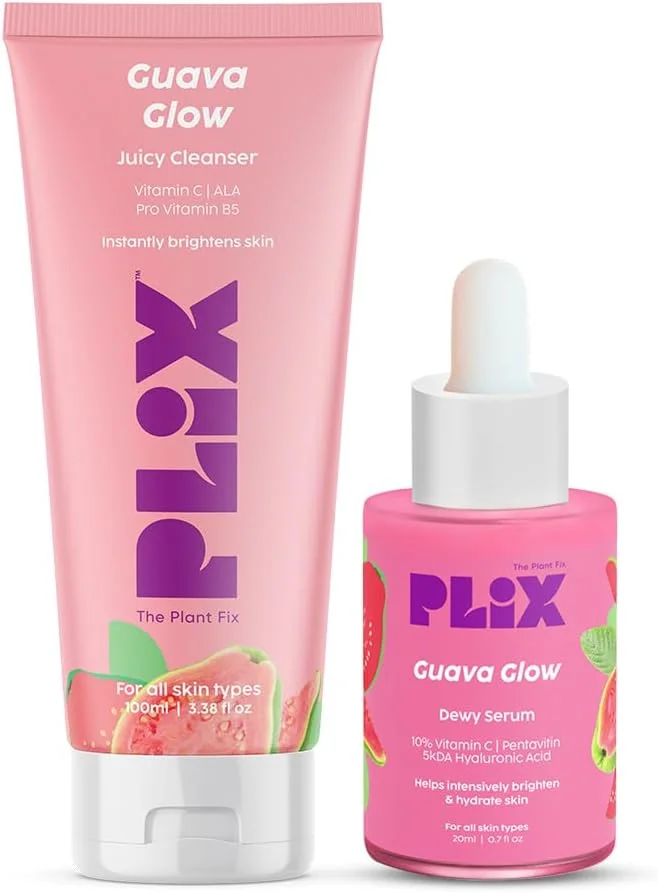 مجموعه ویتامین C گواوا پلیکس پلنت فیکس، پاک کننده آبدار 100 میلی لیتر و سرم صورت 20 میلی لیتر برای روشن شدن پوست، حاوی پرو ویتامین B5 برای آبرسانی و آلفا لیپوئیک اسید، روتین مراقبت از پوست پنتاویتین