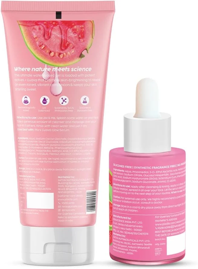 مجموعه ویتامین C گواوا پلیکس پلنت فیکس، پاک کننده آبدار 100 میلی لیتر و سرم صورت 20 میلی لیتر برای روشن شدن پوست، حاوی پرو ویتامین B5 برای آبرسانی و آلفا لیپوئیک اسید، روتین مراقبت از پوست پنتاویتین