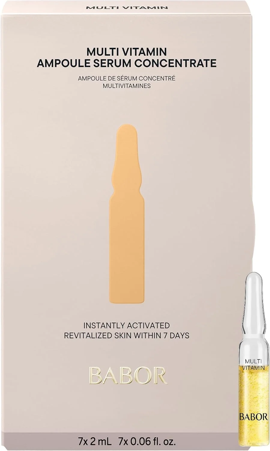 مولتی ویتامین BABOR، سرم صورت، حاوی ویتامین E برای تقویت لایه محافظتی پوست، آمپول های حاوی کنسانتره، 7x 3 میلی لیتر