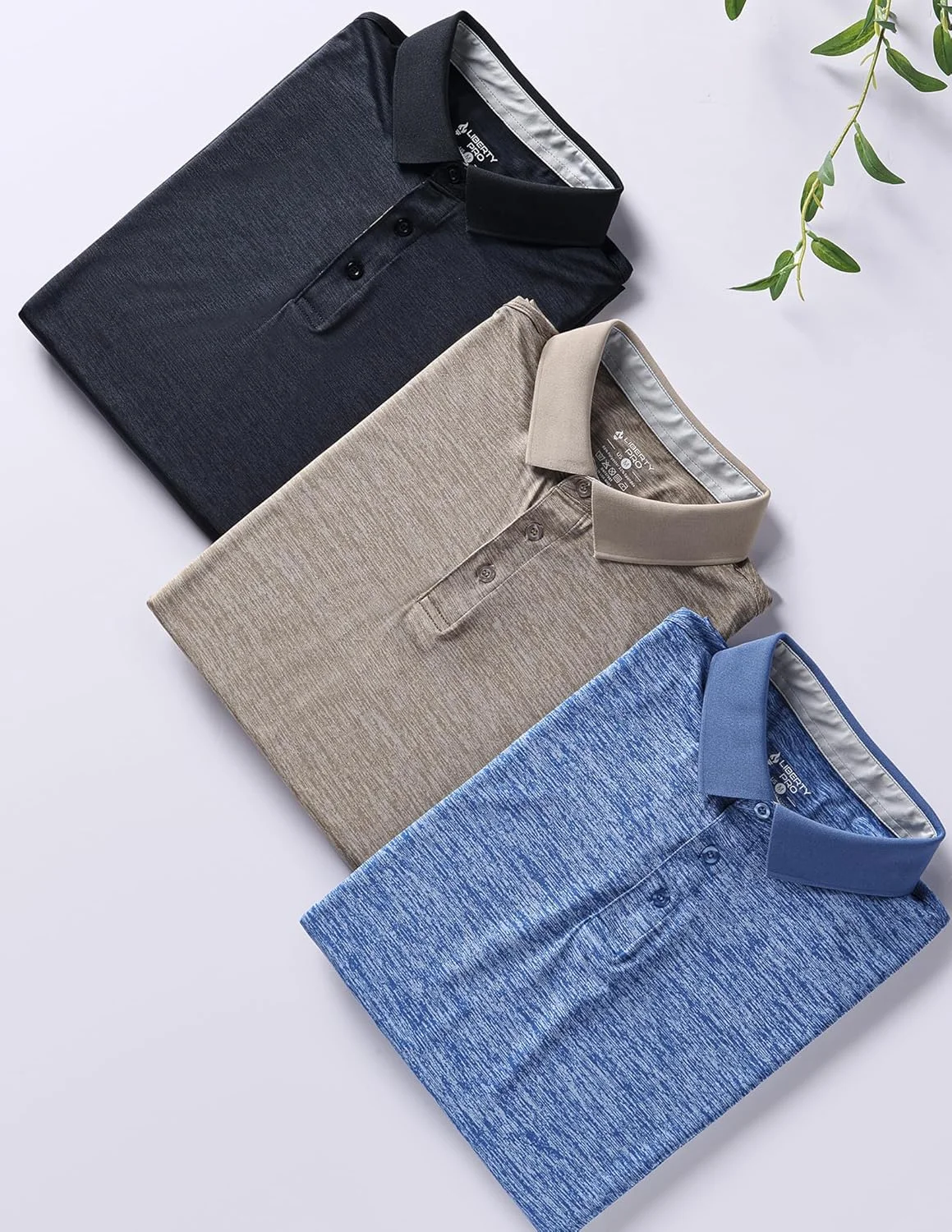 ست 3 عددی: پولوشرت آستین بلند مردانه با قابلیت خشک شدن سریع، تی‌شرت‌های گلف یقه‌دار ورزشی با عملکرد عالی و محافظت در برابر اشعه ماوراء بنفش 50+