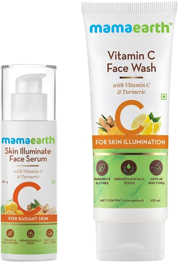 مجموعه درخشان کننده ویتامین C ماماارت (شوینده صورت ویتامین C ۱ میلی لیتر + سرم صورت ۳ گرم)