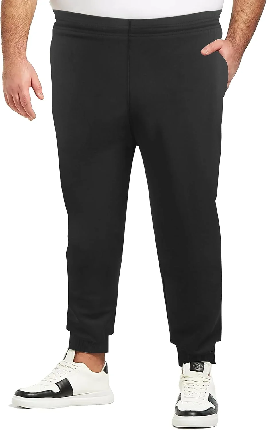 شلوار ورزشی مردانه سایز بزرگ OVERS، رنگ مشکی ساده. شلوار تمرینی 100% پلی استر، لباس ورزشی مردانه، شلوار ورزشی با کش پایین (3XL-6XL)