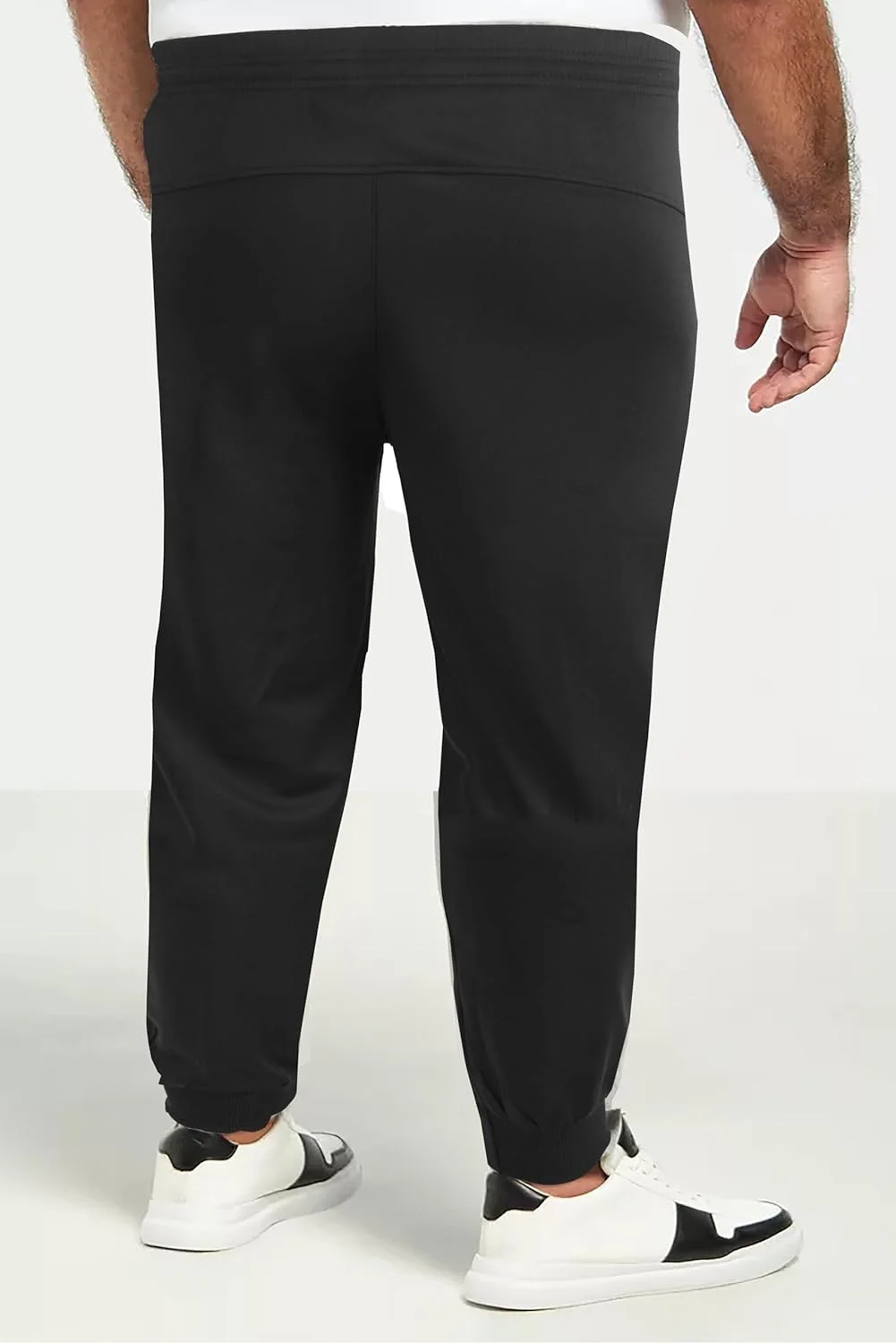 شلوار ورزشی مردانه سایز بزرگ OVERS، رنگ مشکی ساده. شلوار تمرینی 100% پلی استر، لباس ورزشی مردانه، شلوار ورزشی با کش پایین (3XL-6XL)