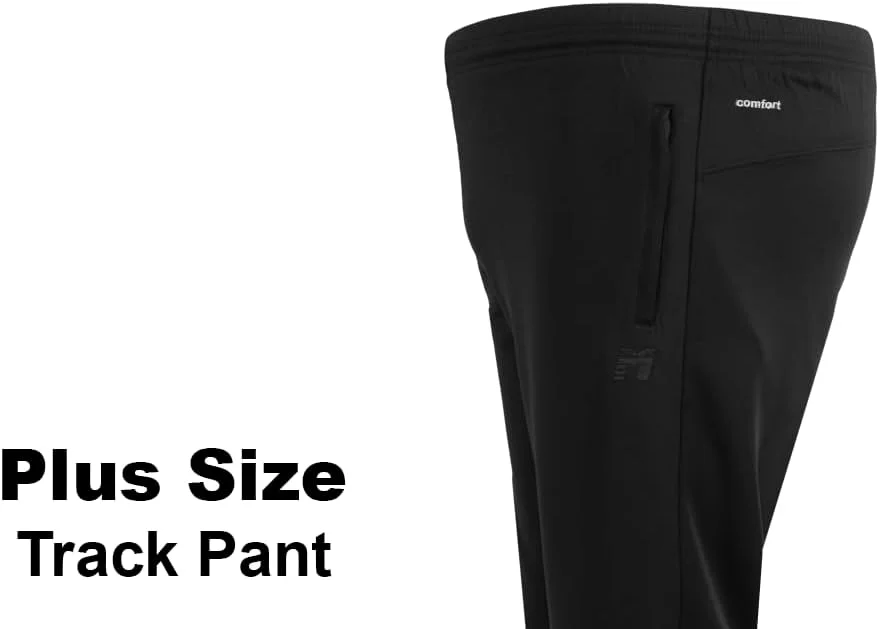 شلوار ورزشی مردانه سایز بزرگ OVERS، رنگ مشکی ساده. شلوار تمرینی 100% پلی استر، لباس ورزشی مردانه، شلوار ورزشی با کش پایین (3XL-6XL)