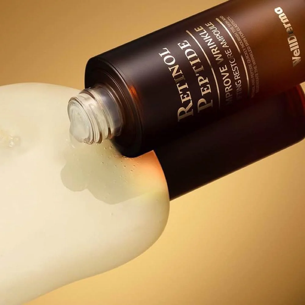 آمپول لیفتینگ صورت با رتینول و پپتید کره‌ای – سرم ضد پیری حاوی رتینول خالص، 8 پپتید، ویتامین C و اسید هیالورونیک برای مراقبت از چین و چروک، روشن شدن پوست و آبرسانی، 30 میلی لیتر، از WD