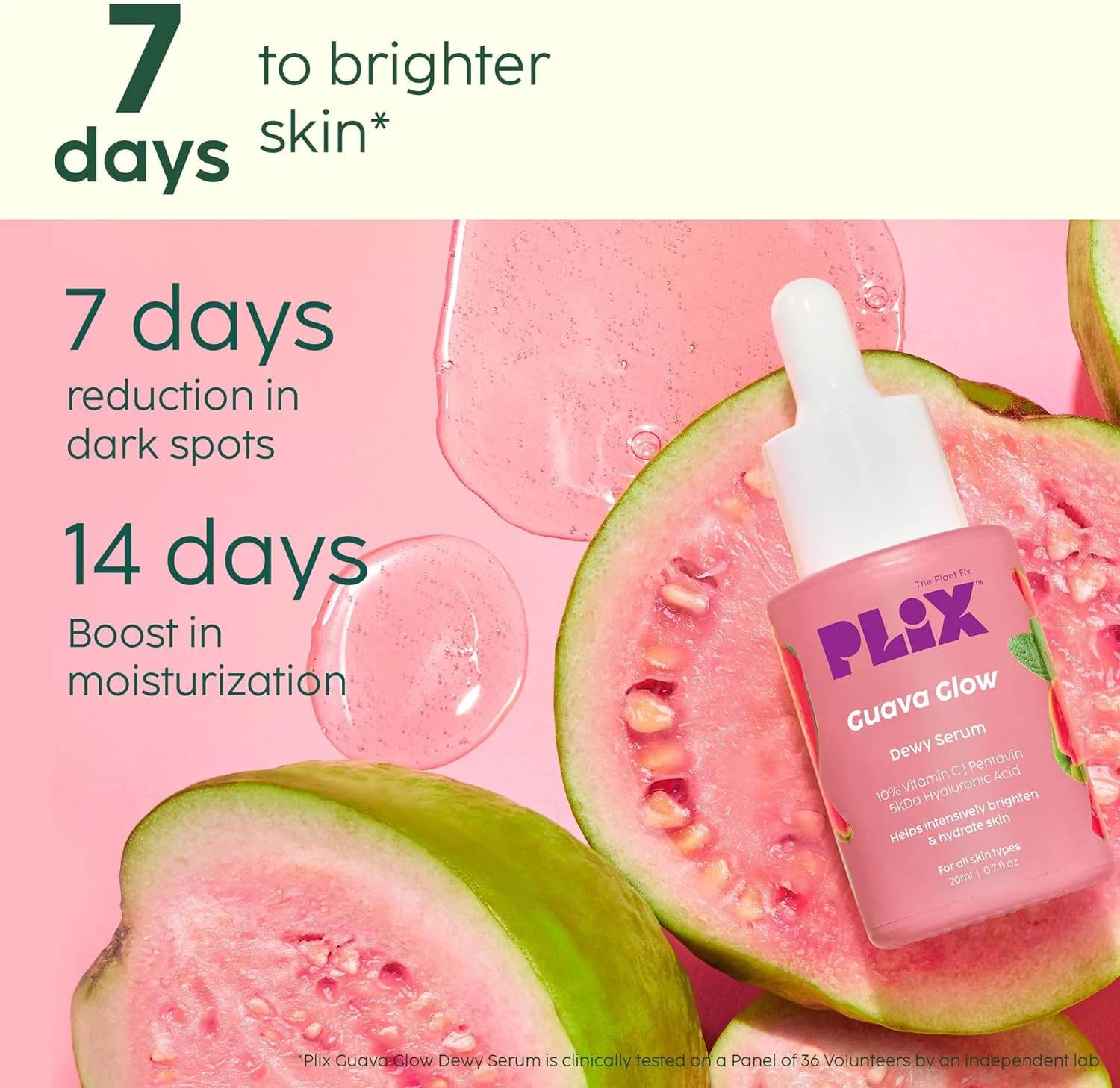 پک محافظت از آفتاب و روشن کننده پوست: کرم ضد آفتاب SPF 50+ با عصاره گواوا (50 گرم) و سرم صورت ویتامین C 10% با عصاره گواوا (20 میلی لیتر)، محافظت در برابر اشعه UV A و UV B، حاوی سرامیدها، ویتامین C، هیالورونیک اسید و پنتاویتین