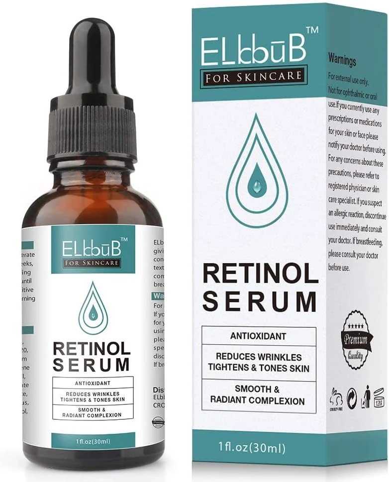 سرم رتینول ELBBUB، سرم ضد چروک و سفت کننده پوست با سیستم انتقال لیپوزومی رتینول، حاوی ویتامین C و هیالورونیک اسید گیاهی برای صورت و بدن