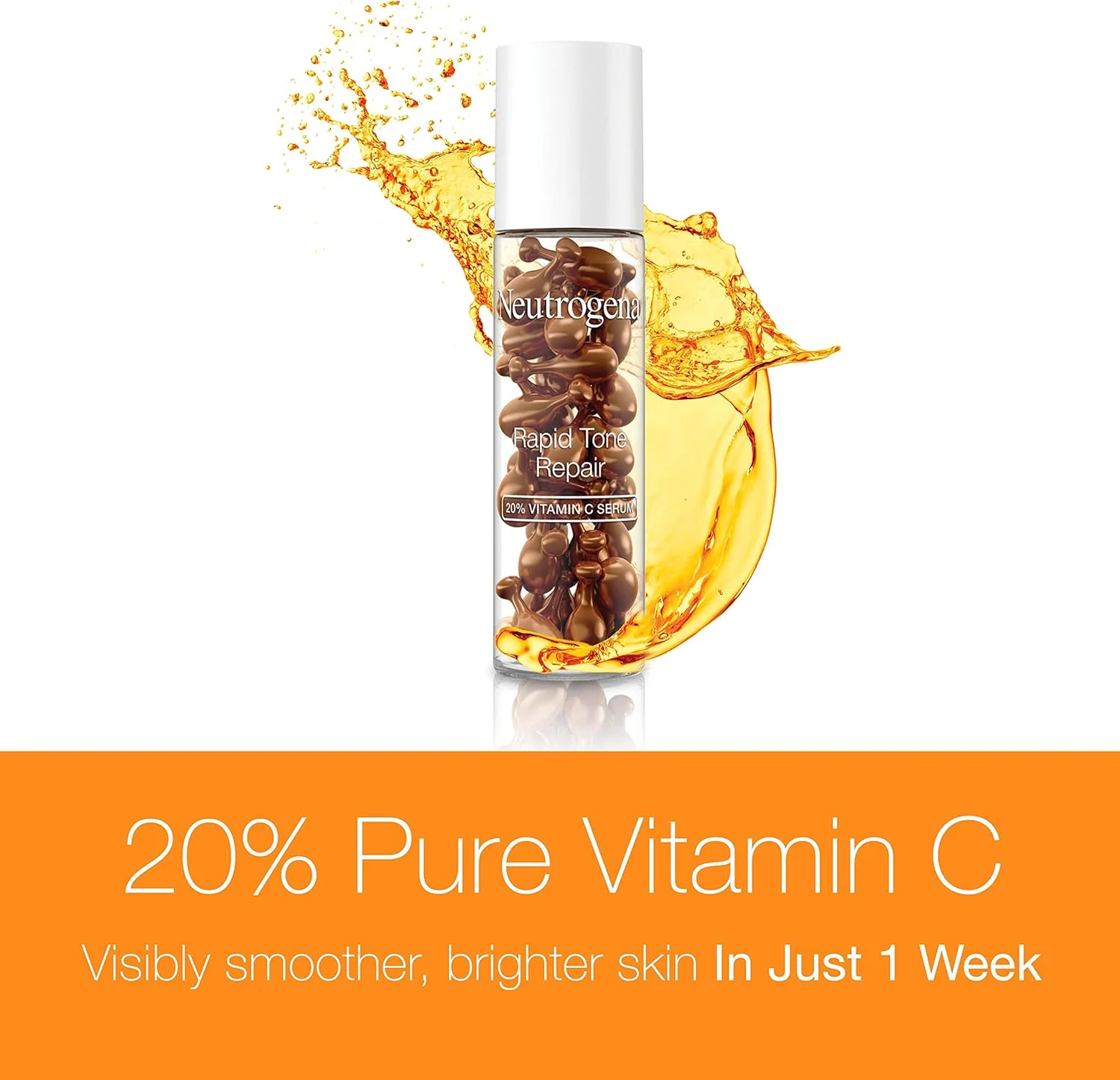 کپسول های سرم روشن کننده صورت نوتروژینا Rapid Tone Repair حاوی 20% ویتامین C، سرم آنتی اکسیدان صورت برای روشن کردن ظاهر لکه های تیره و یکنواخت کردن رنگ پوست، بدون چربی، 30 کپسول سرم کپسول های سرم روشن کننده صورت نوتروژینا Rapid Tone Repair حاوی 20% ویتامین C، سرم آنتی اکسیدان صورت برای روشن کردن ظاهر لکه های تیره و یکنواخت کردن رنگ پوست، بدون چربی، 30 کپسول سرم