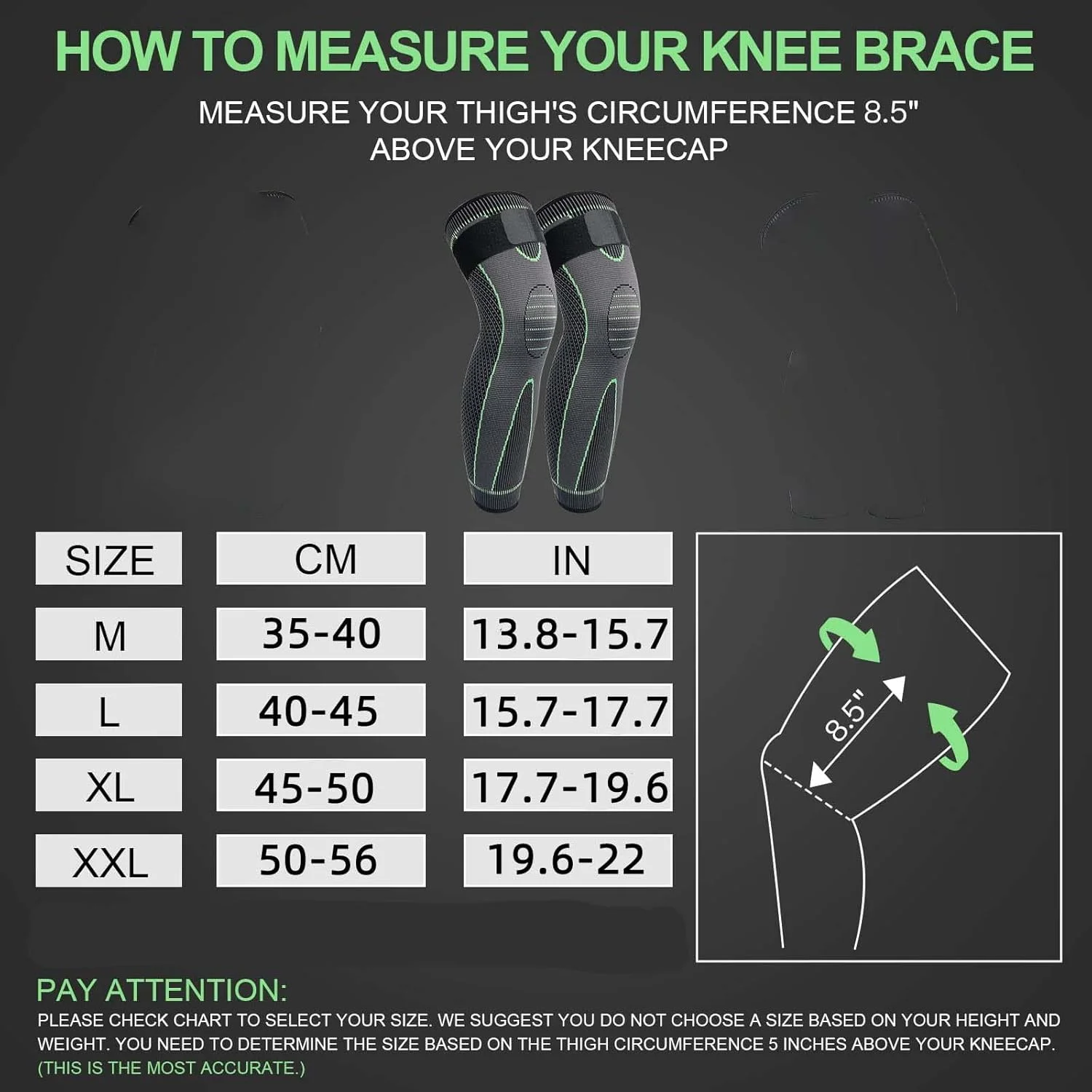 آستین فشاری ساق پا، بسته 2 عددی، بلند/کوتاه/خودگرم کننده، زانو بند برای مردان و زنان، محافظ زانو برای دویدن، وزنه برداری، تمرین و سایر ورزش ها - 4، XL
