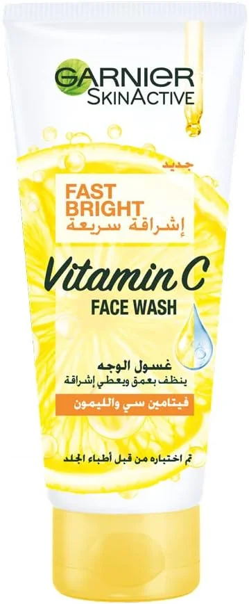 شوینده صورت روشن کننده سریع گارنیه مدل Skin Active حاوی ویتامین C و عصاره خالص لیمو 100 میلی لیتر