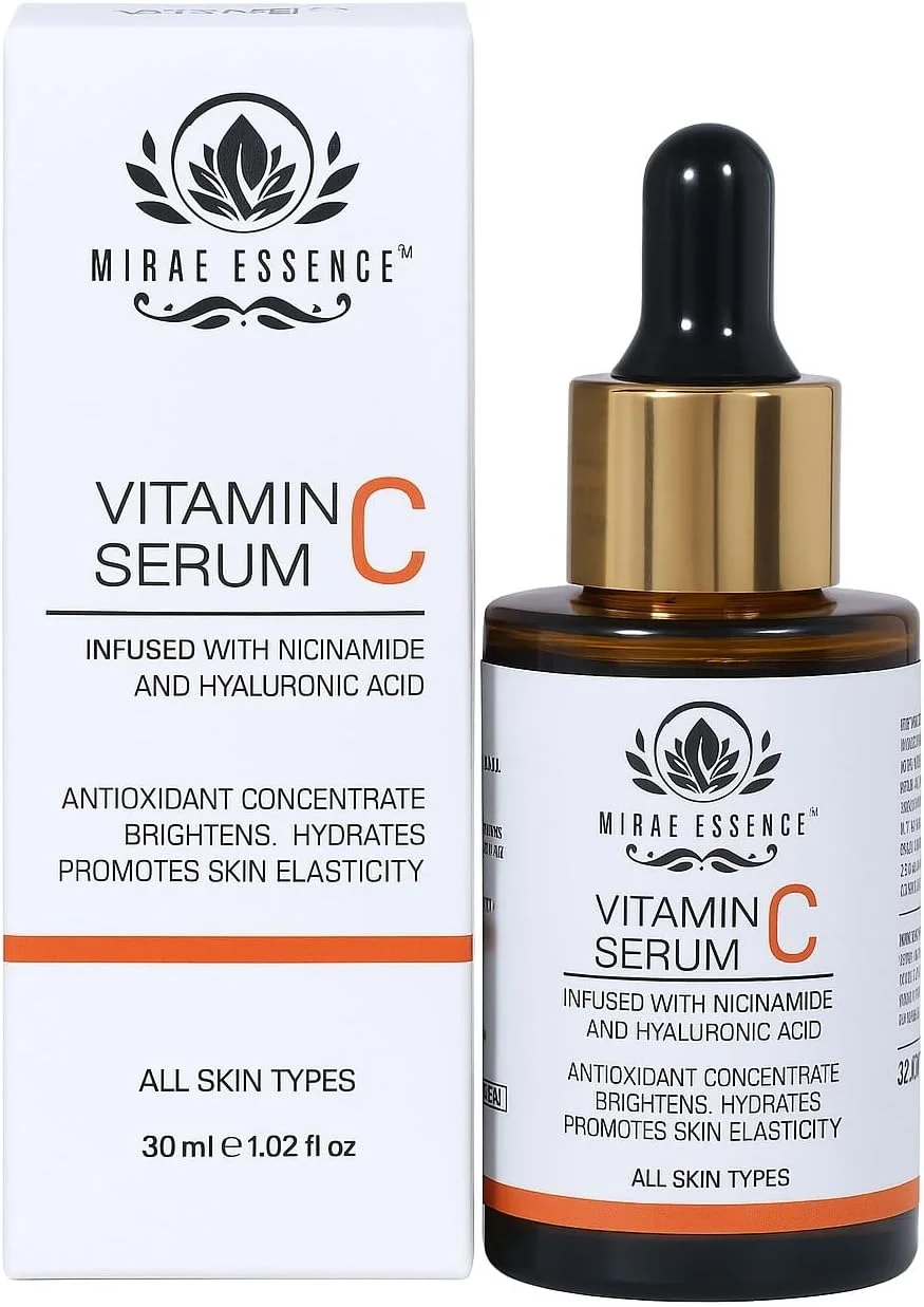 سرم صورت ویتامین C با نیاسینامید و هیالورونیک اسید | روشن کننده، آبرسان، محو کننده لکه های تیره | ضد پیری | پوست درخشان برای آقایان و بانوان | مناسب انواع پوست | 30 میلی لیتر