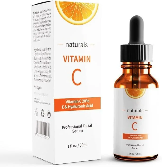 سرم ویتامین C - سرم صورت ضد پیری حاوی ویتامین C، اسید هیالورونیک، ویتامین E و موارد دیگر - سرم روشن کننده برای لکه های تیره، یکنواخت کردن رنگ پوست، ناحیه چشم، خطوط ریز و چین و چروک، 30 میلی لیتر