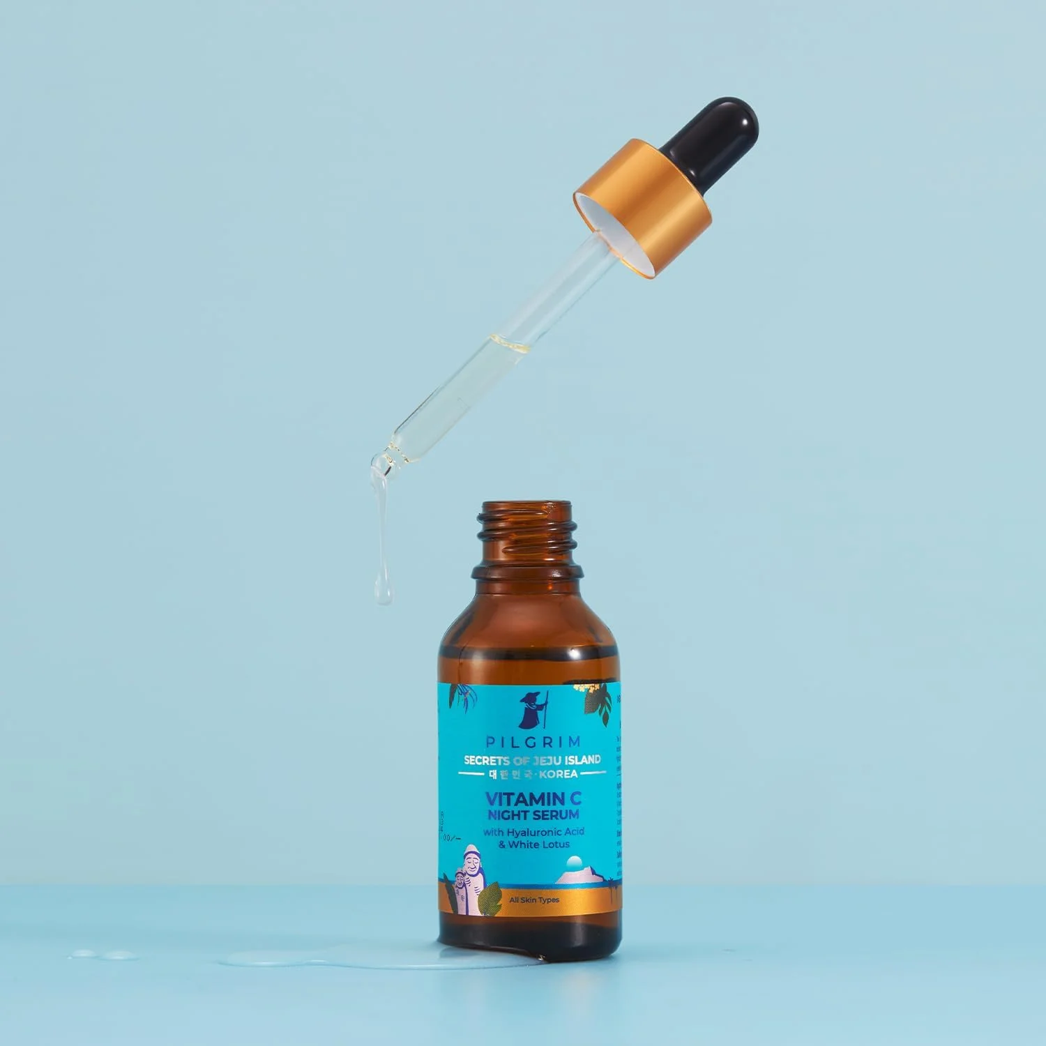 سرم صورت ویتامین C 5% پیلگریم (بر پایه روغن) برای پوست درخشان با اسید هیالورونیک | سرم ویتامین C برای پوست شاداب | مناسب خانم ها و آقایان | مراقبت از پوست کره ای | وگان و بدون تست حیوانی | 30 میلی لیتر