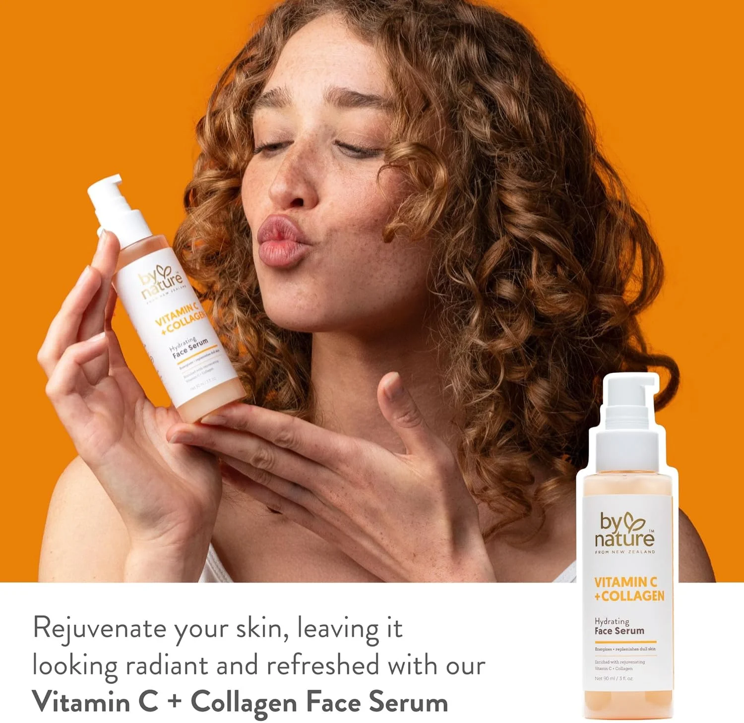 سرم صورت ویتامین C + کلاژن بای نیچر - احیا و انرژی بخشیدن به پوست خسته با ویتامین C روشن کننده، کلاژن پرکننده، به همراه زردچوبه بهبود دهنده بافت - سرم مراقبت از پوست ممتاز برای صورت - 3 اونس مایع