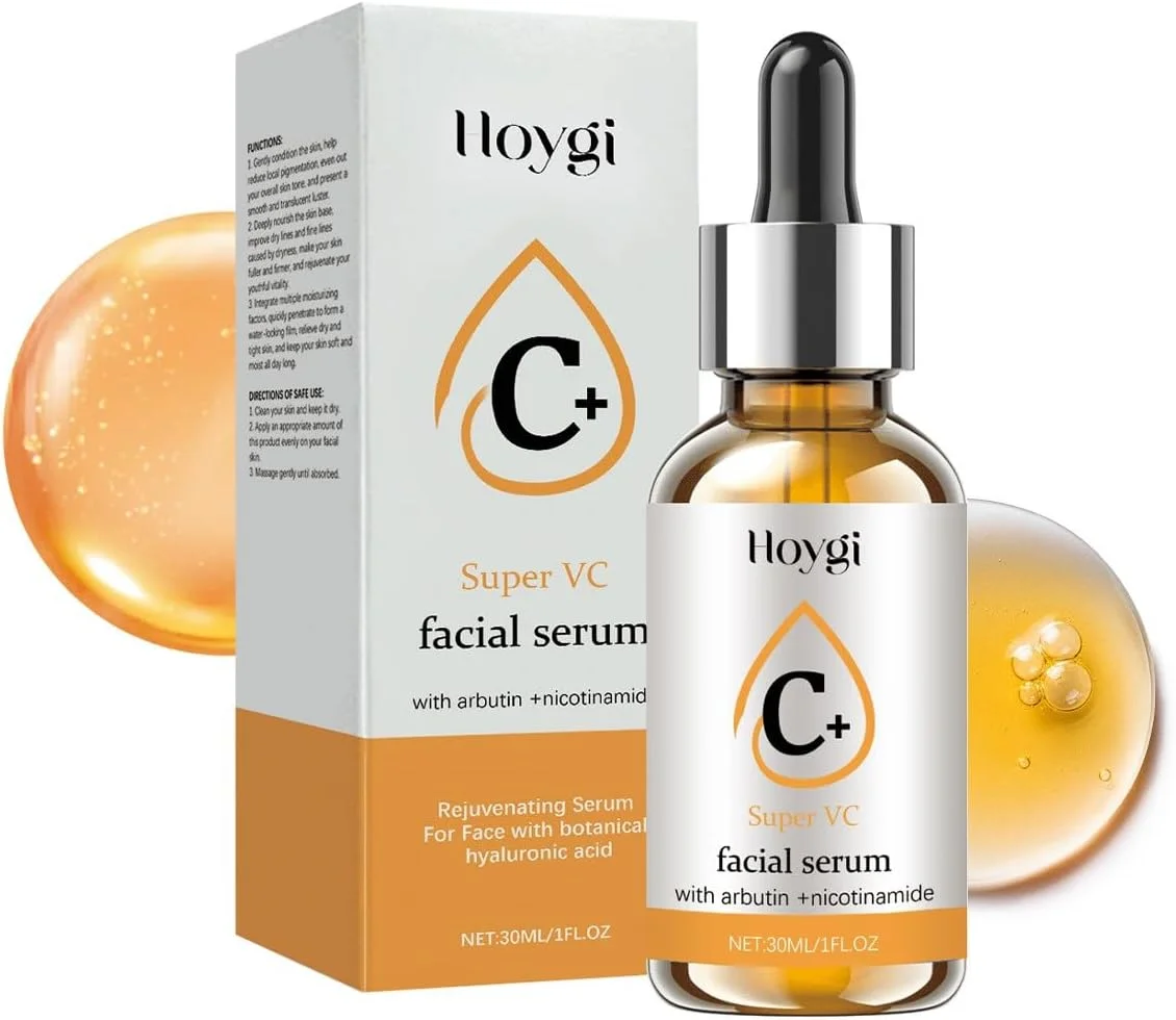 سرم ویتامین C برای صورت با نیاسینامید، هیالورونیک اسید و آربوتین | ضد لک های تیره، پیری، روشن کننده صورت، کاهش دهنده چروک | مناسب برای انواع پوست