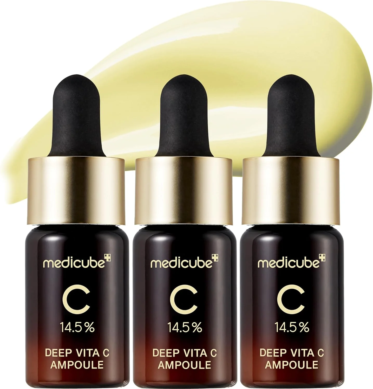 سرم ویتامین C خالص 14.5% مدی کیوب || کاهش ظاهر هایپرپیگمنتیشن، لکه‌های تیره و عیوب | 16 تست خودارزیابی کامل | مراقبت از پوست کره‌ای (10 گرم * 3 بطری)