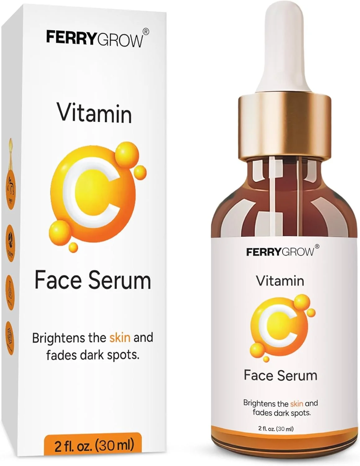 سرم صورت ویتامین C | روشن کننده و اصلاح کننده لکه های تیره | مراقبت از پوست ضد پیری برای پوست درخشان | درمان لکه های آکنه و سرم آبرسان صورت