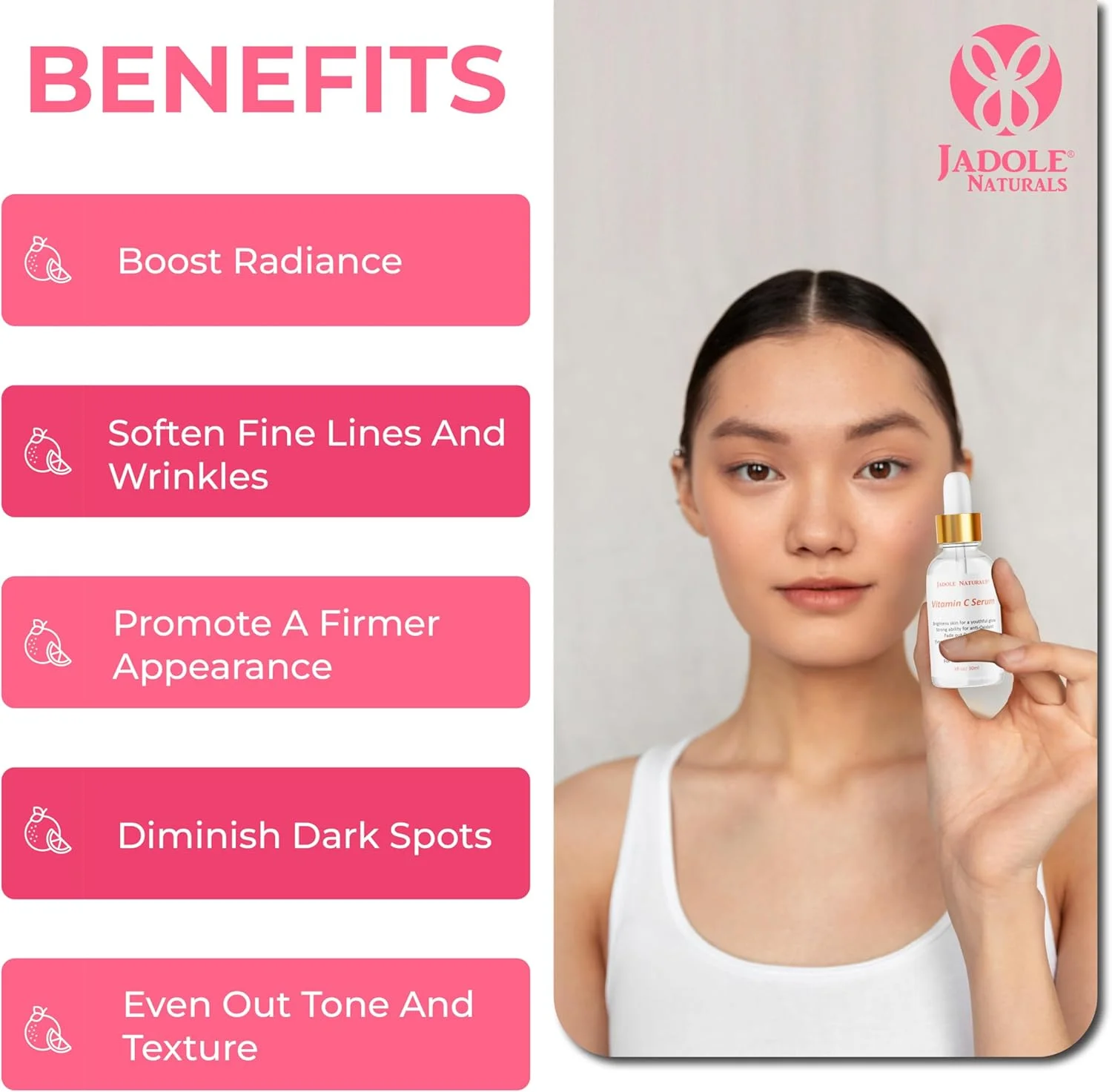 سرم صورت ویتامین C جادول نچرالز - 30 میلی لیتر | افزایش درخشندگی، بهبود آبرسانی و کمک به کاهش چین و چروک | اتیل آسکوربیک اسید و هیالورونیک اسید برای روشن شدن پوست