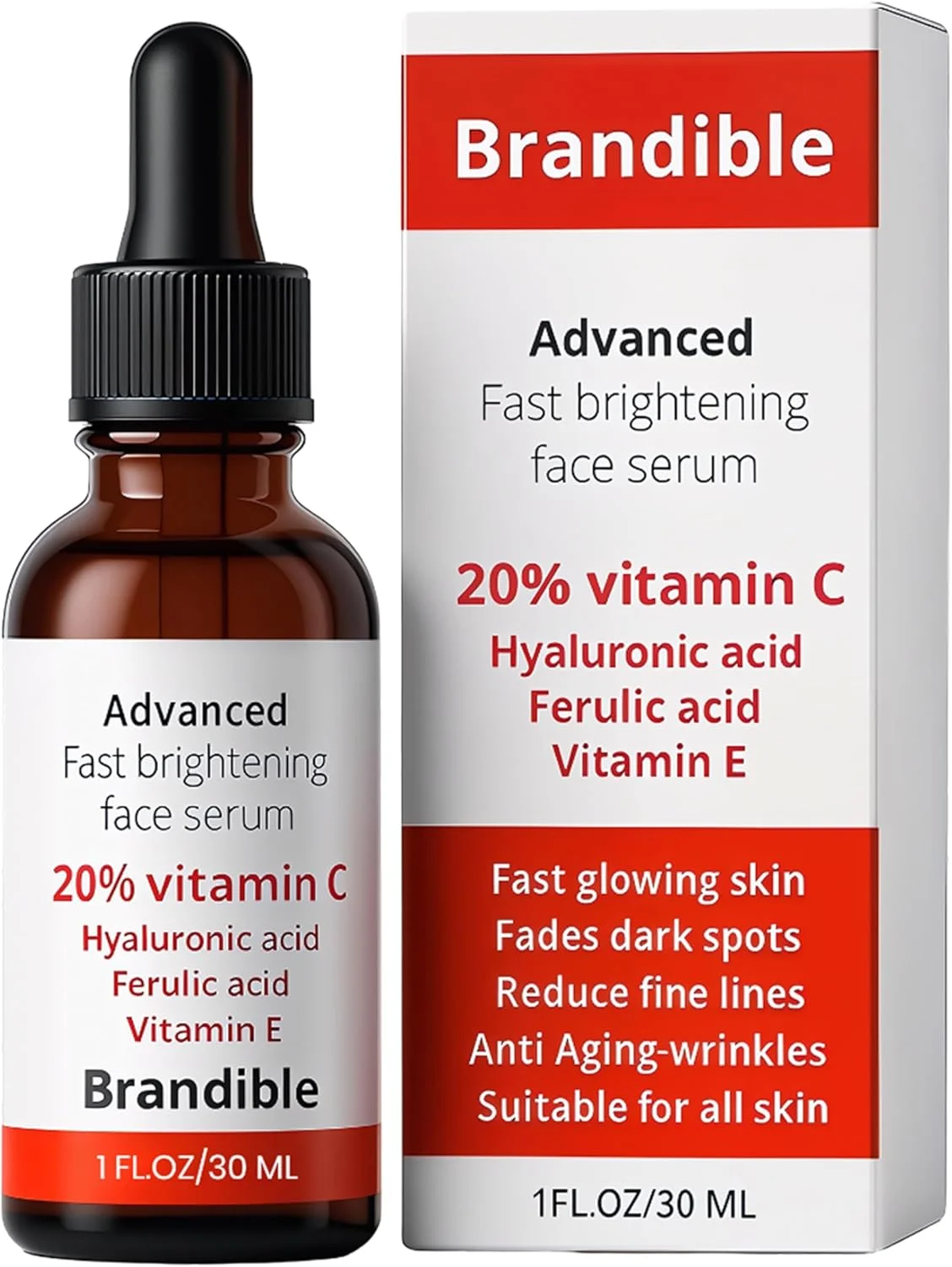 سرم ویتامین C خالص برای روشن کردن پوست صورت، سرم ضد پیری برای زنان و مردان حاوی اسید هیالورونیک، بهترین سرم ضد چروک و از بین برنده لکه‌های تیره (30 میلی لیتر)