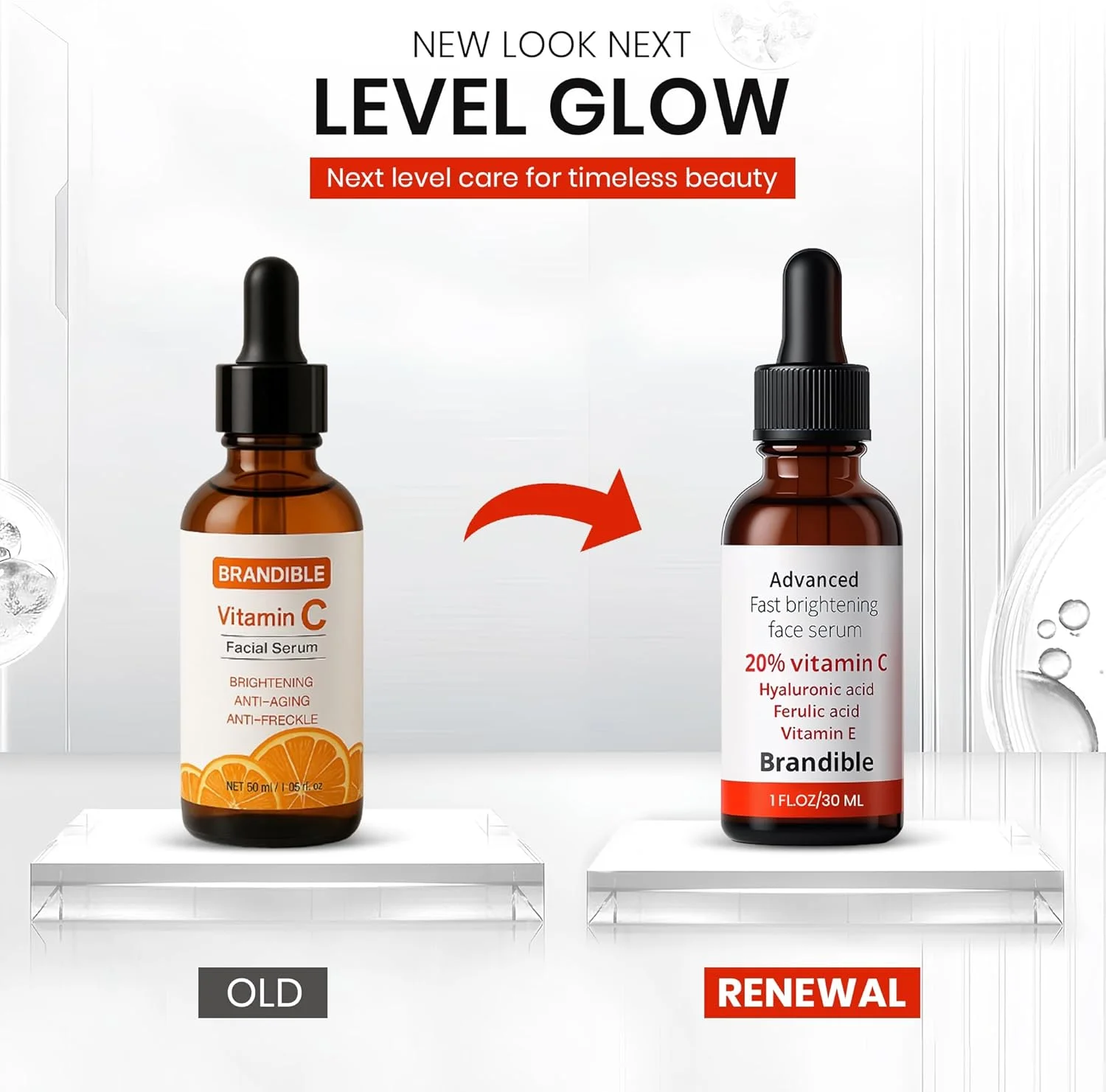 سرم ویتامین C خالص برای روشن کردن پوست صورت، سرم ضد پیری برای زنان و مردان حاوی اسید هیالورونیک، بهترین سرم ضد چروک و از بین برنده لکه‌های تیره (30 میلی لیتر)