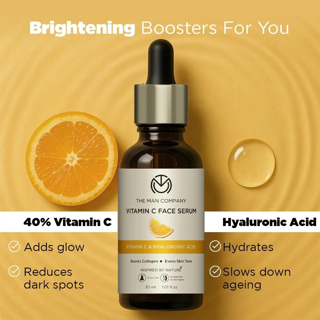 سرم صورت حاوی ویتامین C 40% به همراه هیالورونیک اسید - 30 میلی لیتر