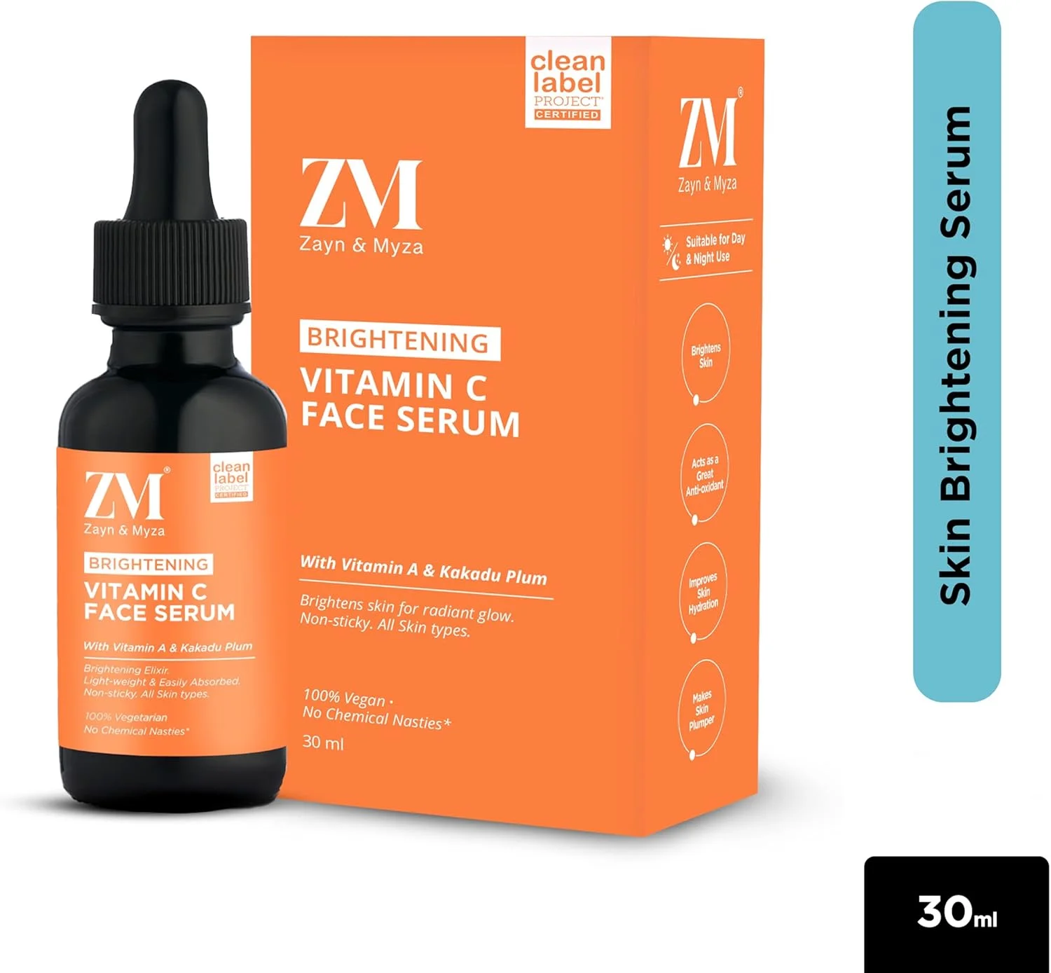 سرم صورت ویتامین C روشن کننده ZM Zayn & Myza | حاوی آلو کاکادو و پایدارترین ویتامین C | مناسب برای پوست های معمولی، مختلط، خشک و حساس | کاهش لک ها و تیرگی پوست