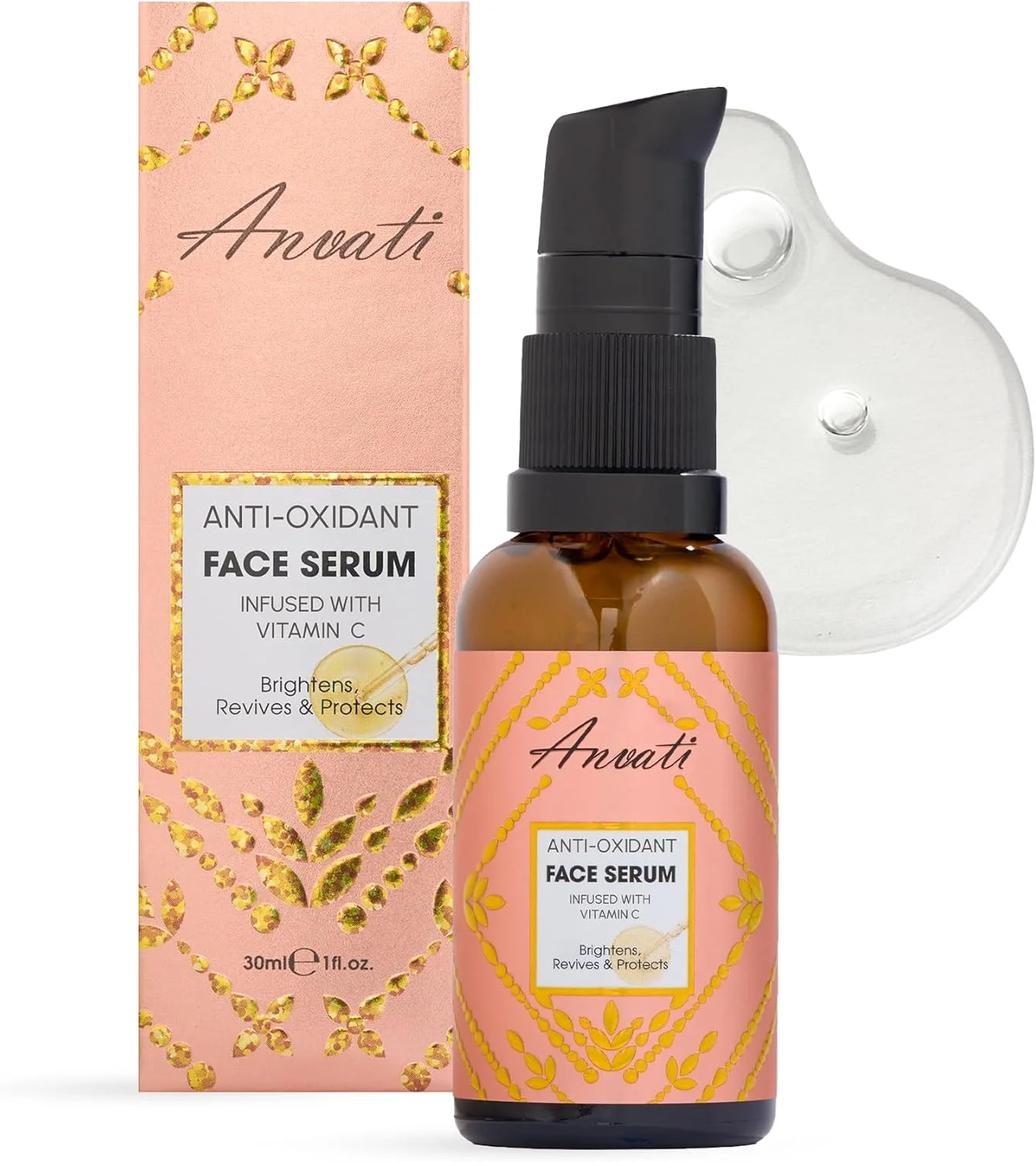 سرم ویتامین C برای صورت - روشن کننده ویتامین با اسید هیالورونیک - سرم درخشان کننده اصلاح کننده چین و چروک و لکه های تیره - مرطوب کننده صورت با ویتامین C و اسید هیالورونیک - 30 میلی لیتر