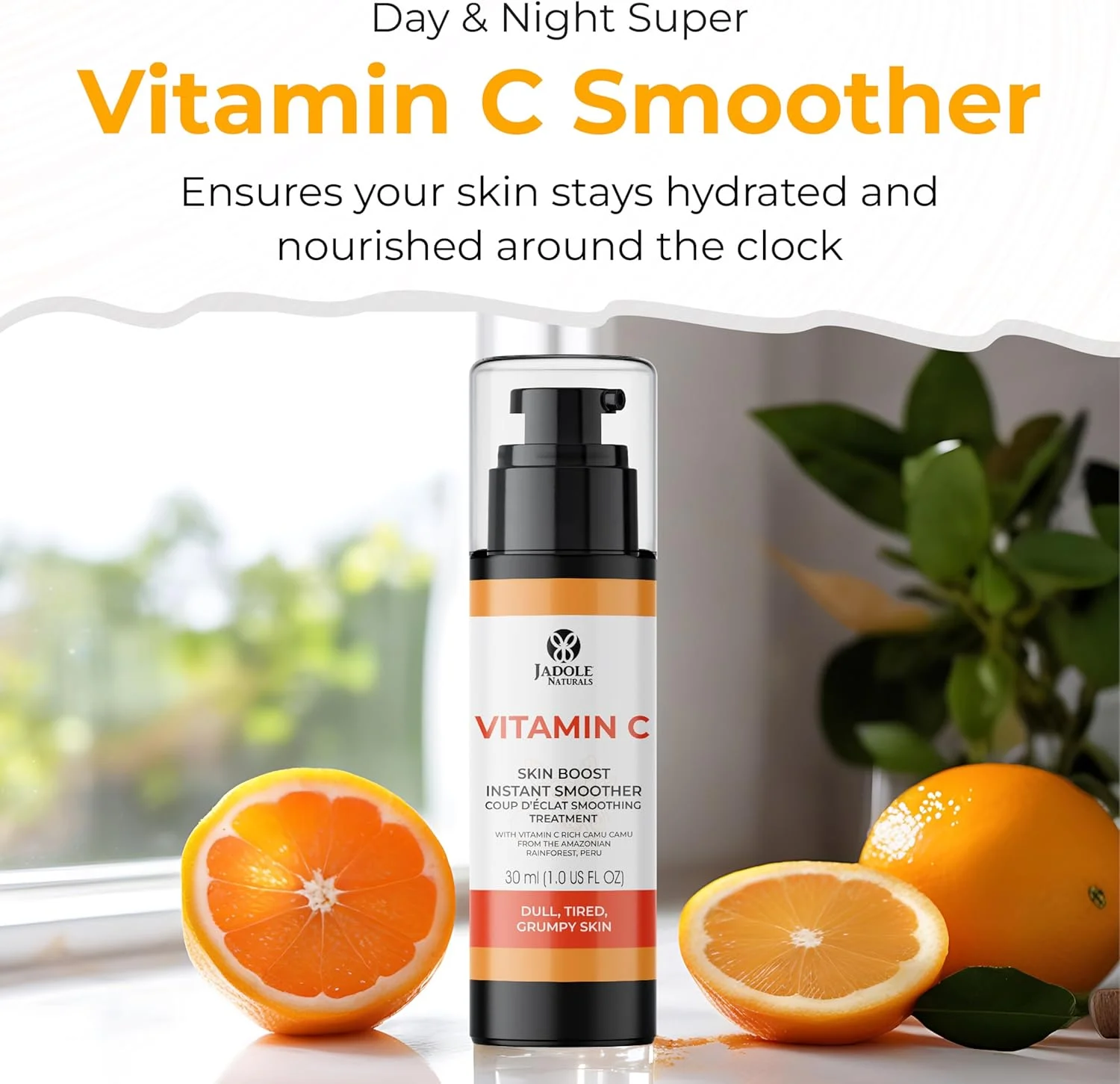 سرم پوست ویتامین C جادول نچرالز (30 میلی لیتر) | درمان صاف کننده فوری برای احیای پوست کدر و خسته | تونر درخشان کننده و جوان کننده صورت | افزایش طراوت و شادابی