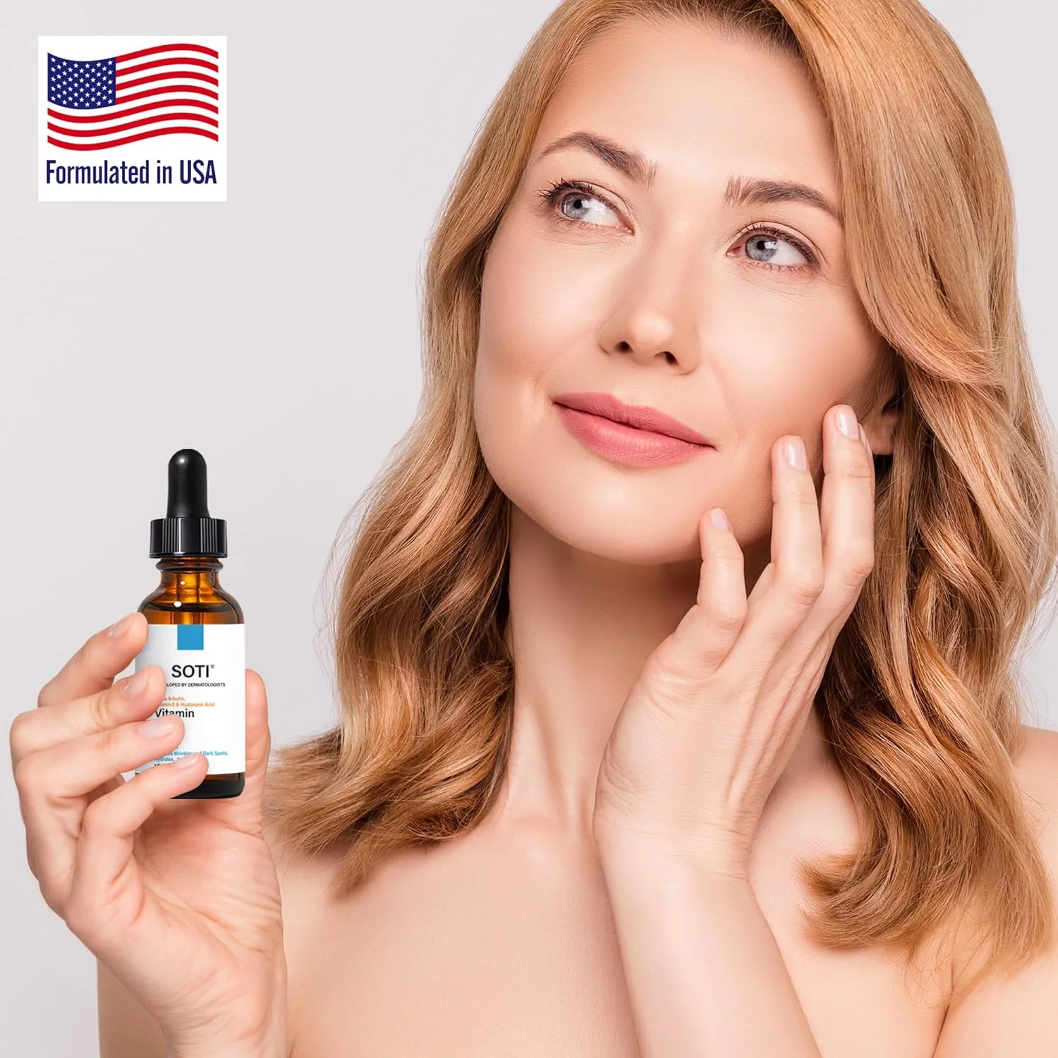 سرم صورت ویتامین C 20%، محو کننده لکه‌های تیره، روشن کننده رنگ پوست، احیا کننده درخشندگی، ضد پیری، چین و چروک و آکنه با اسید هیالورونیک، آلفا آربوتین و ویتامین E 30 میلی لیتر سوتی (ویتامین C)