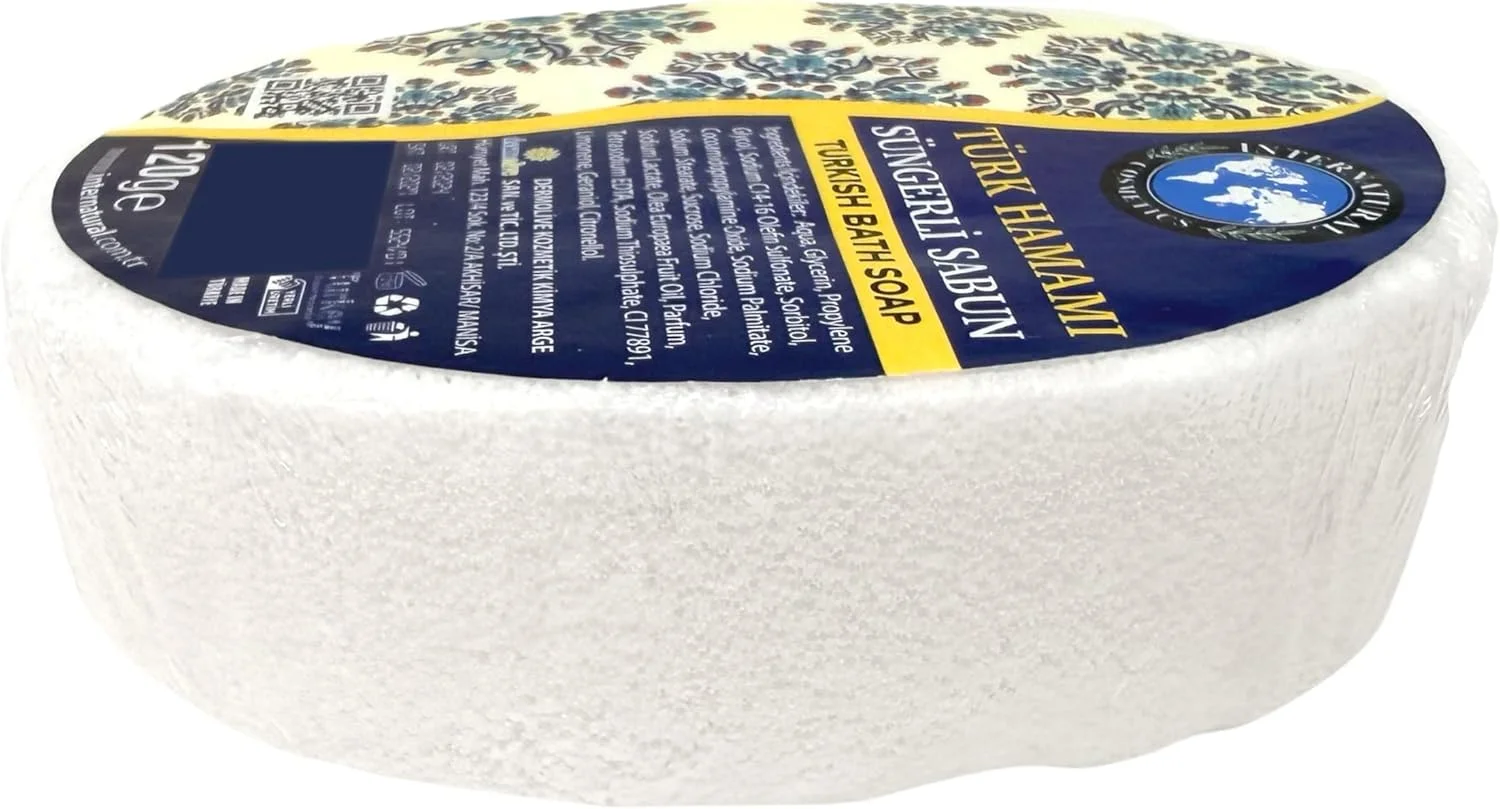 صابون اسفنجی لایه بردار دست ساز اینترنچرال حمام ترکی 120 گرم. تجربه پاکسازی طبیعی و تجدید کننده