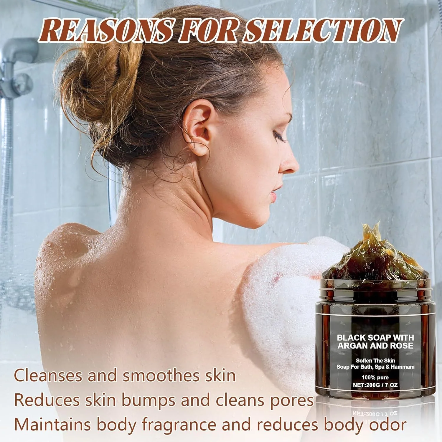 2 عدد صابون سیاه مراکشی زاوینا با روغن آرگان و گل رز - 207 میلی لیتر، پاک کننده ملایم، آبرسان و لایه بردار بدن