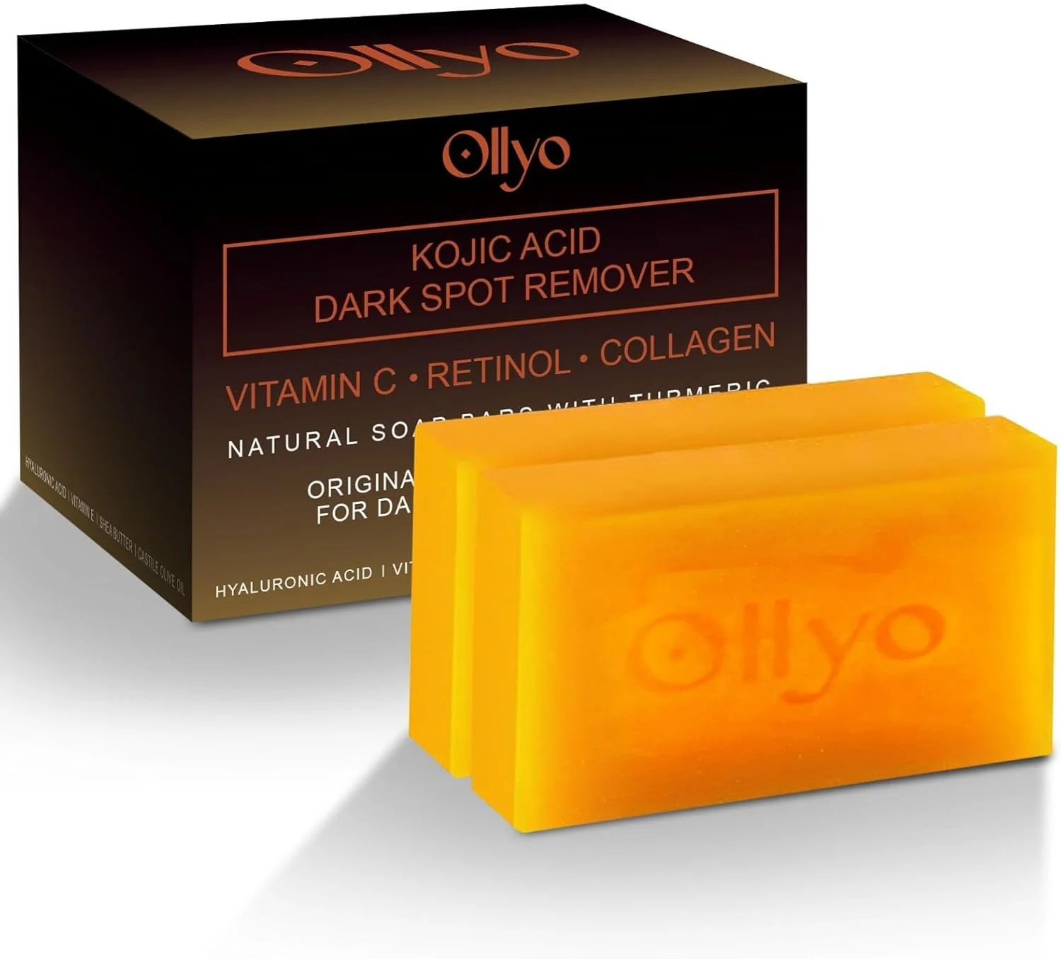 صابون روشن کننده پوست حاوی کوجیک اسید، ویتامین C و زردچوبه الیو - صابون صورت و بدن برای رفع تیرگی پوست، جای جوش و یکدست کردن رنگ پوست - بسته 2 عددی