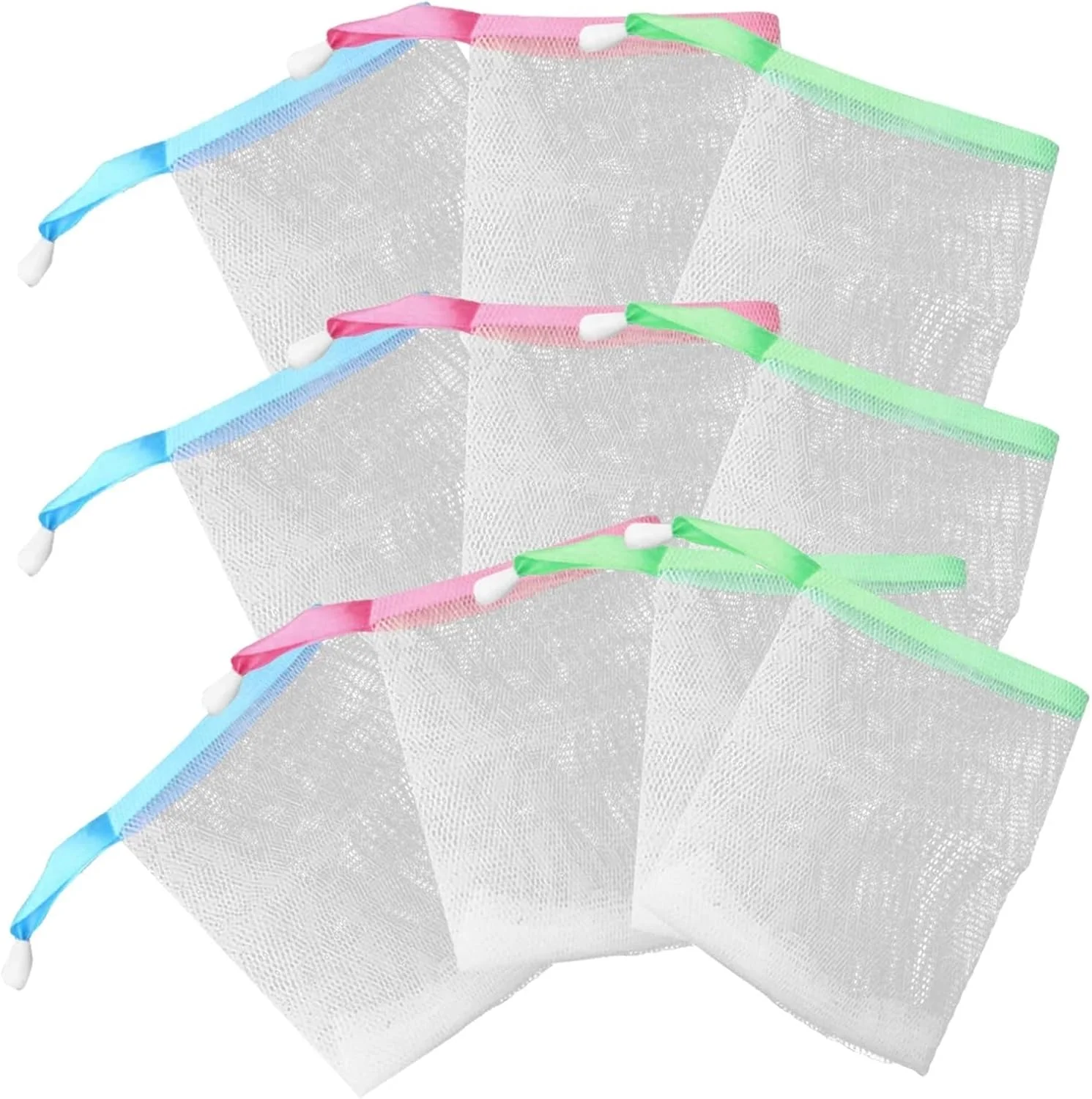 30 عدد کیسه صابون، کیسه توری محافظ صابون برای شستشوی صورت و بدن، لایه برداری، ایجاد کف موثر، صابون های دست ساز